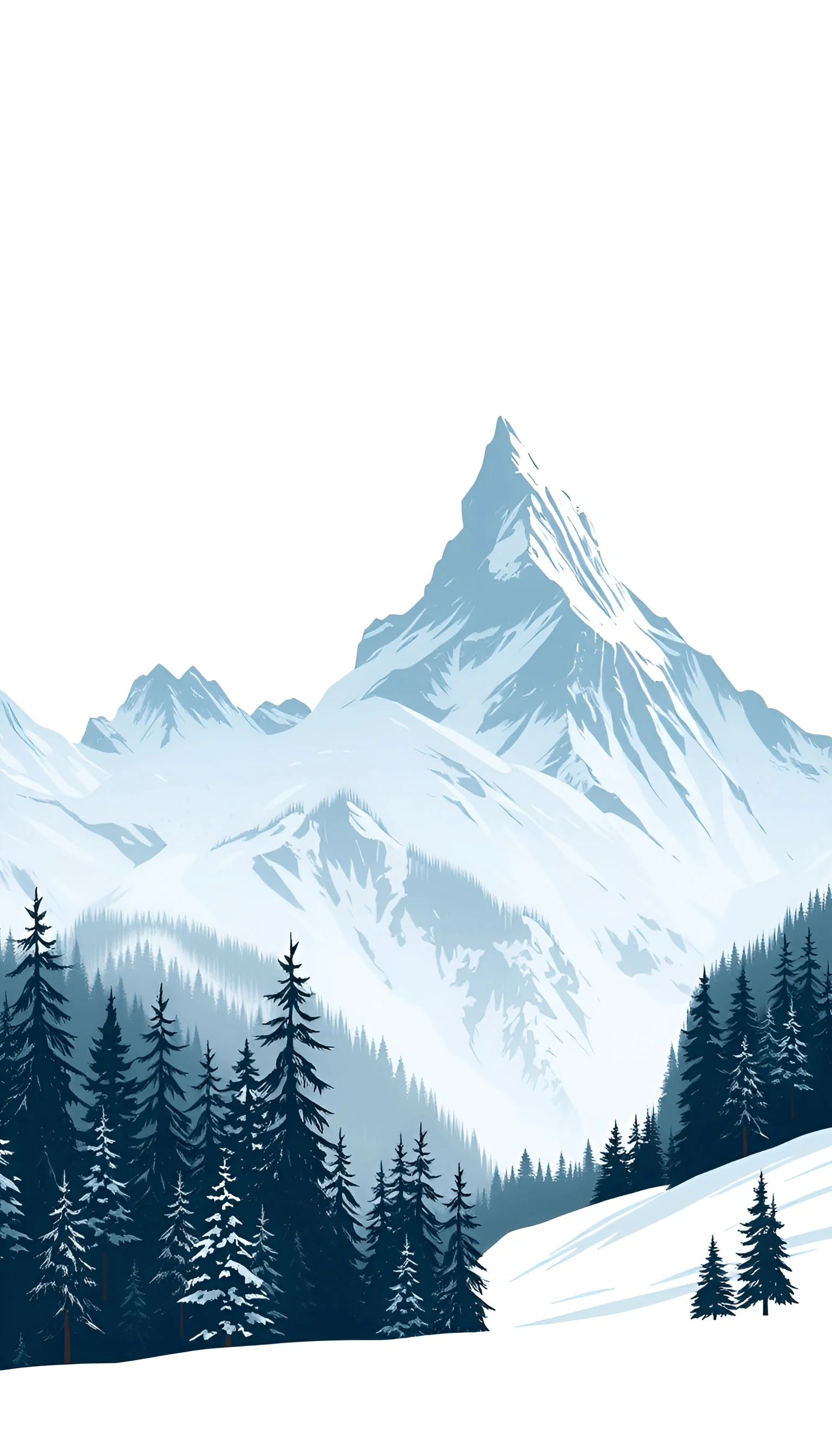 Snowy Mountain Landscape With Pine Forest - Free Download - AI Scribbles