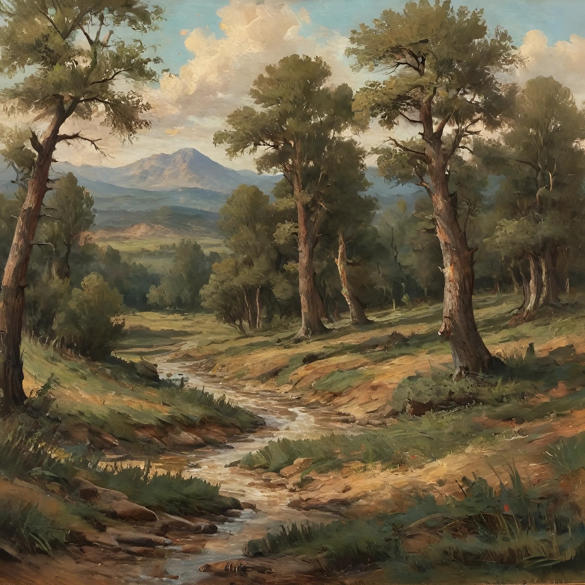 Serene Mountain Landscape with Stream - Free Download - AI Scribbles