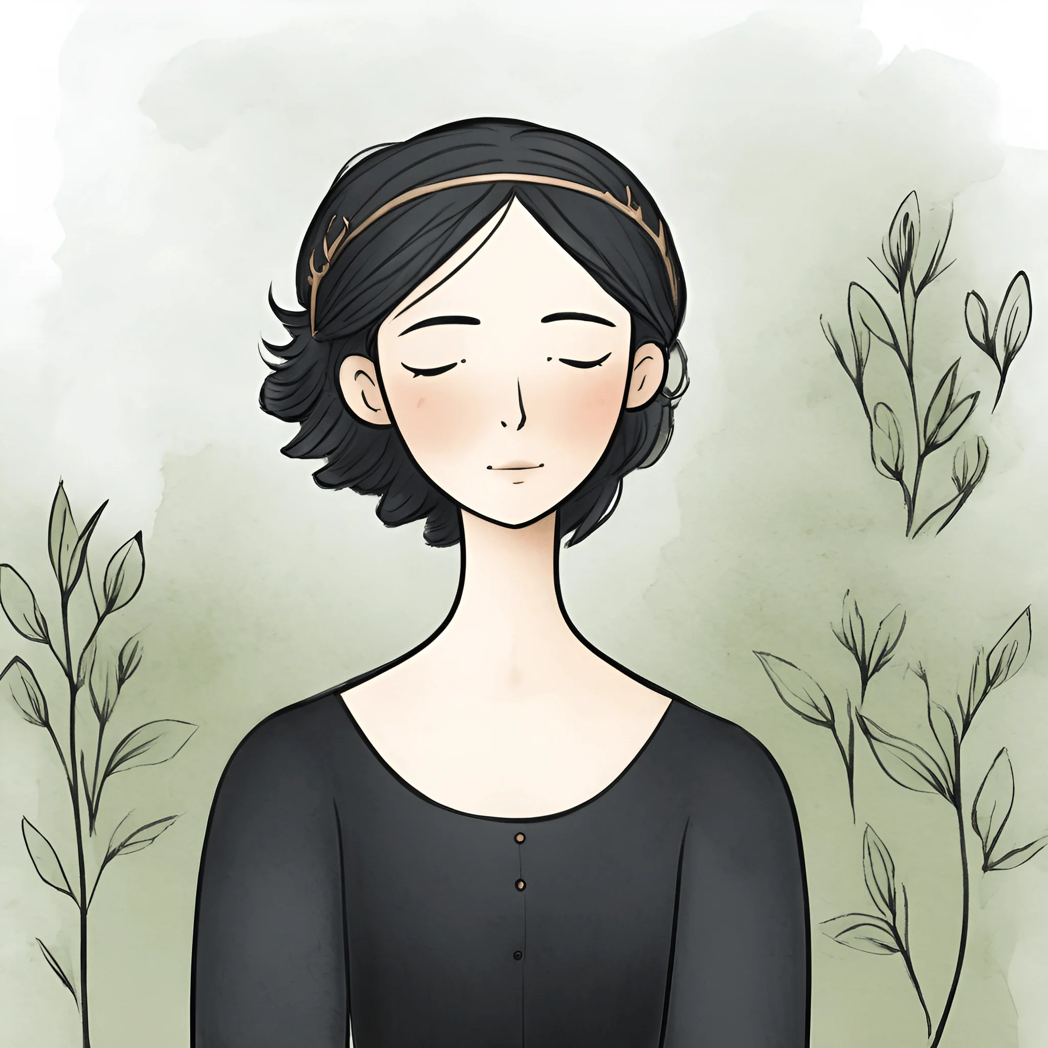 Serene Portrait of a Young Woman with Nature - Free Download - AI Scribbles