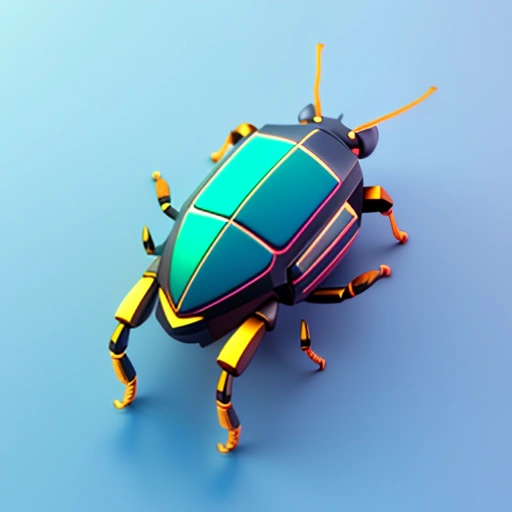 a close up of a colorful bug on a blue surface