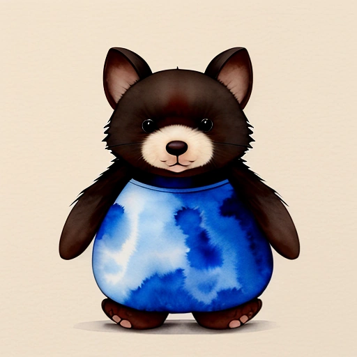 a drawing of a bear with a blue shirt