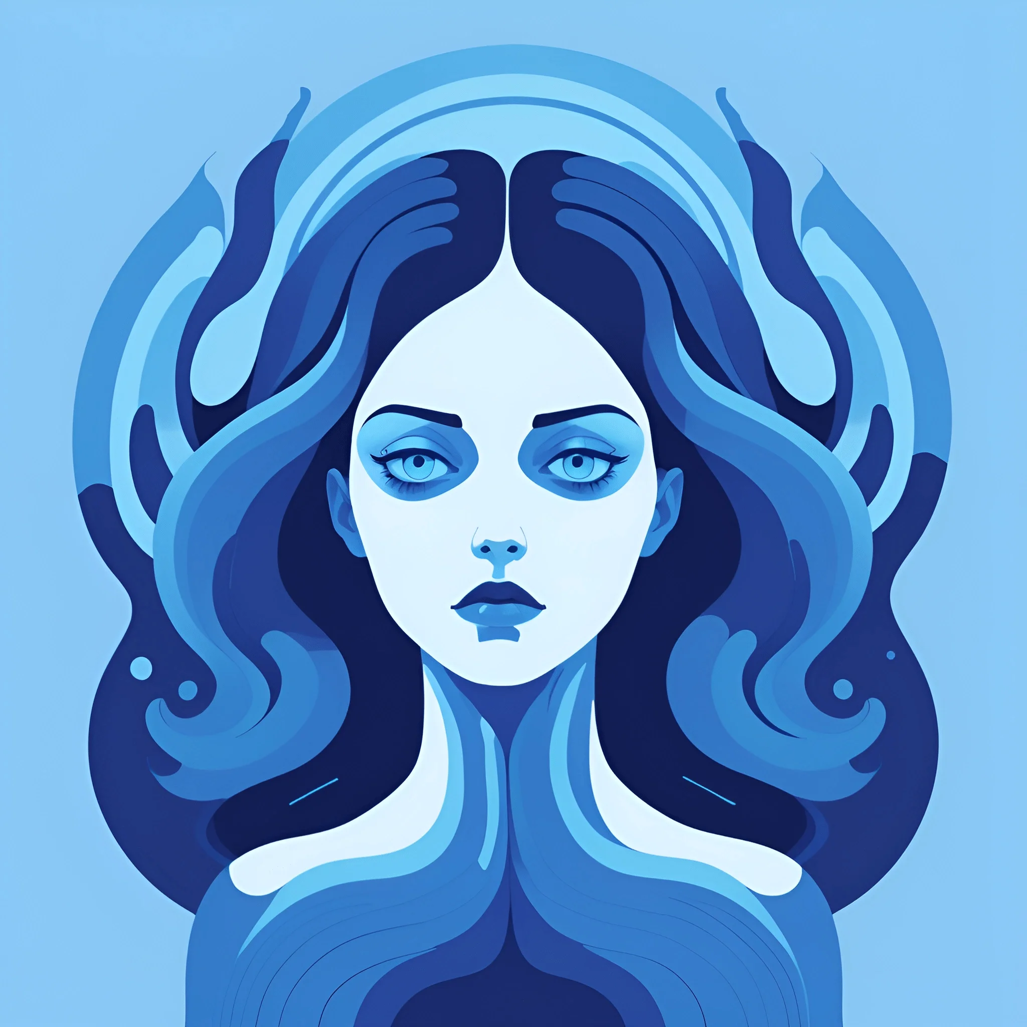 Abstract Blue Portrait of a Woman - Free Download - AI Scribbles