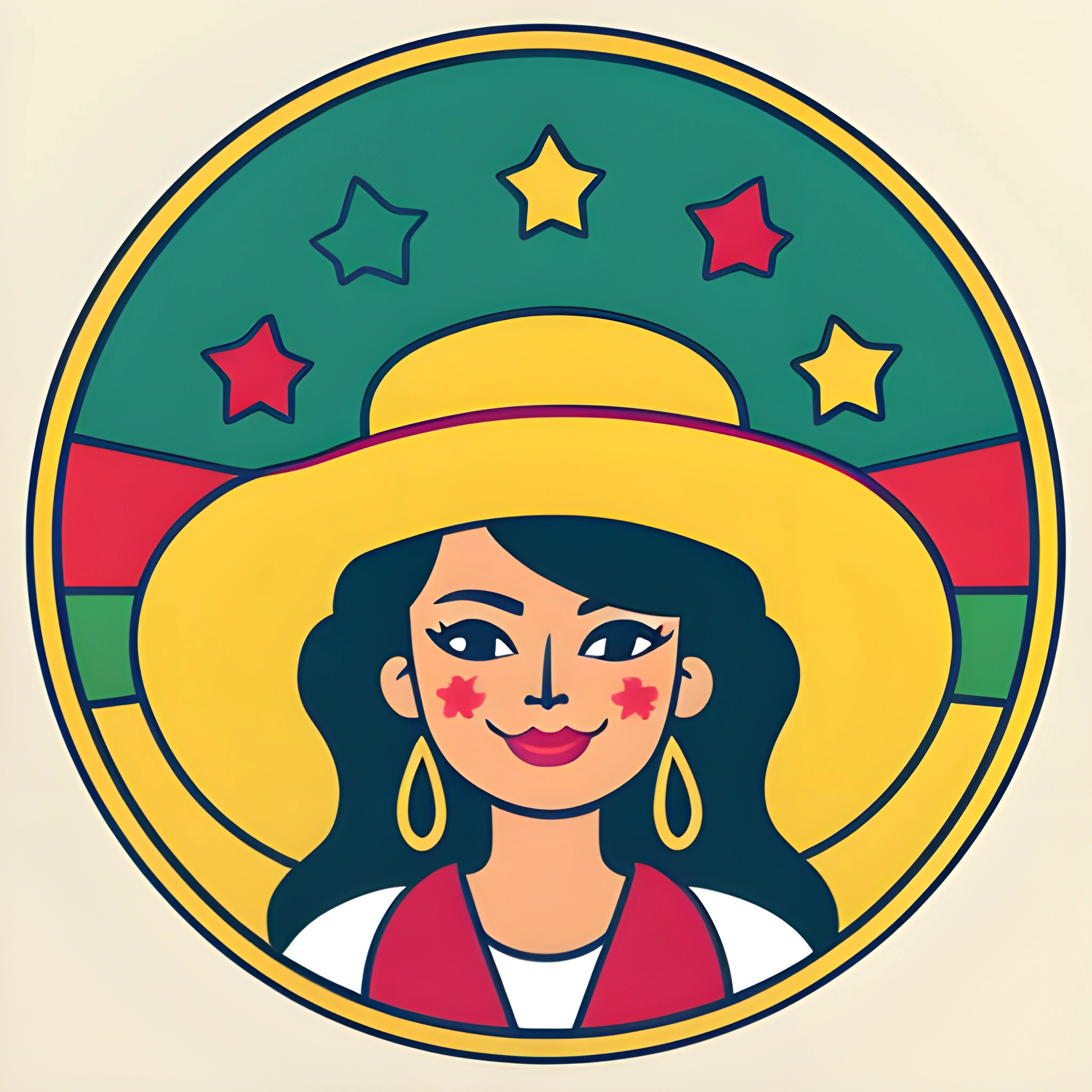 a woman with a hat and a star on her face