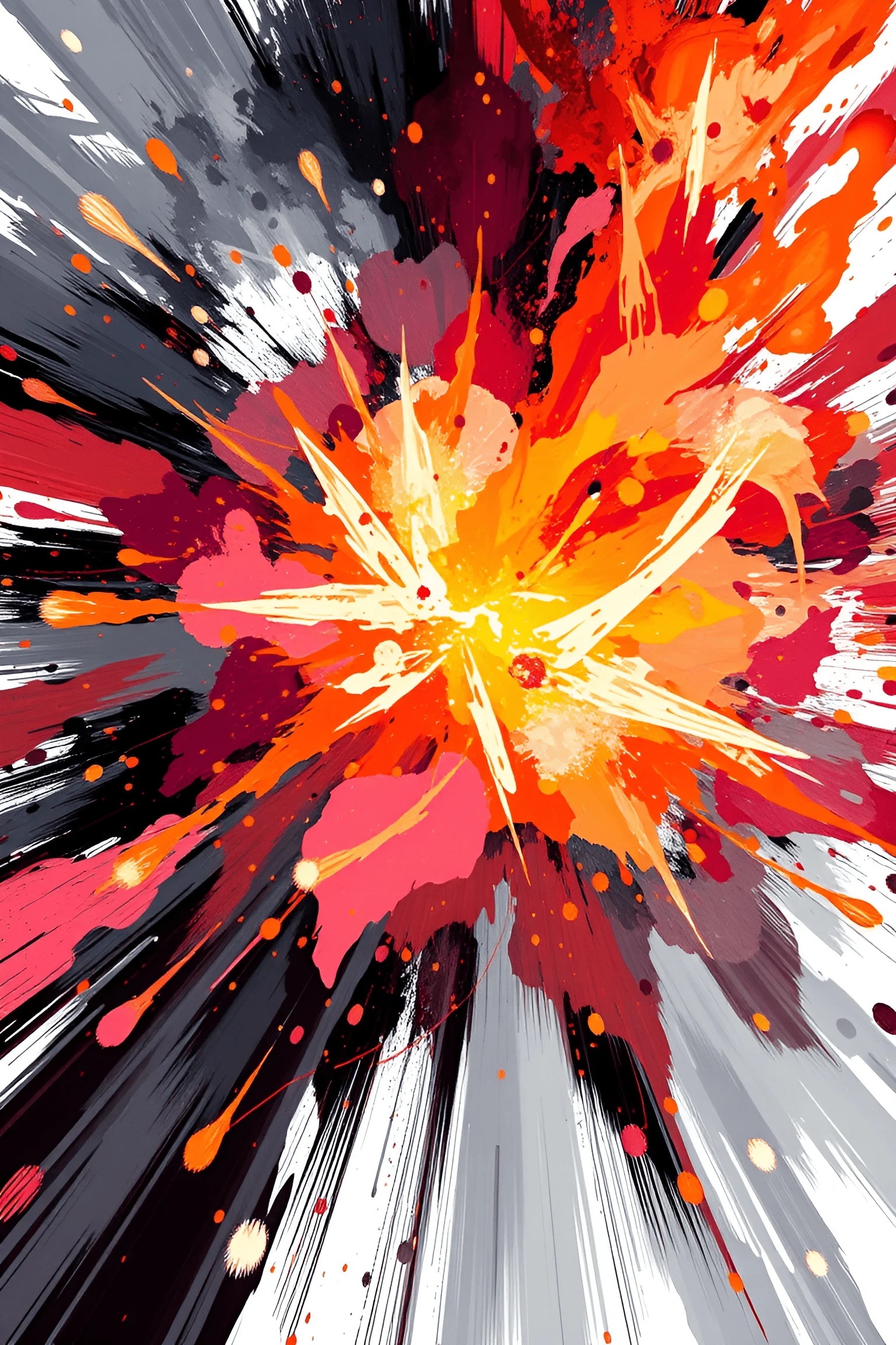 Abstract Explosion Painting With Warm Tones - Free Download - AI Scribbles
