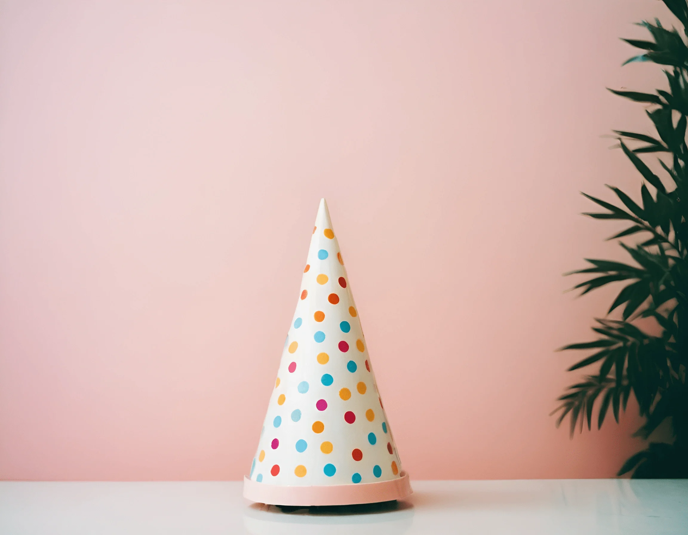 Colorful Party Hat on a Pink Background - Free Download - AI Scribbles