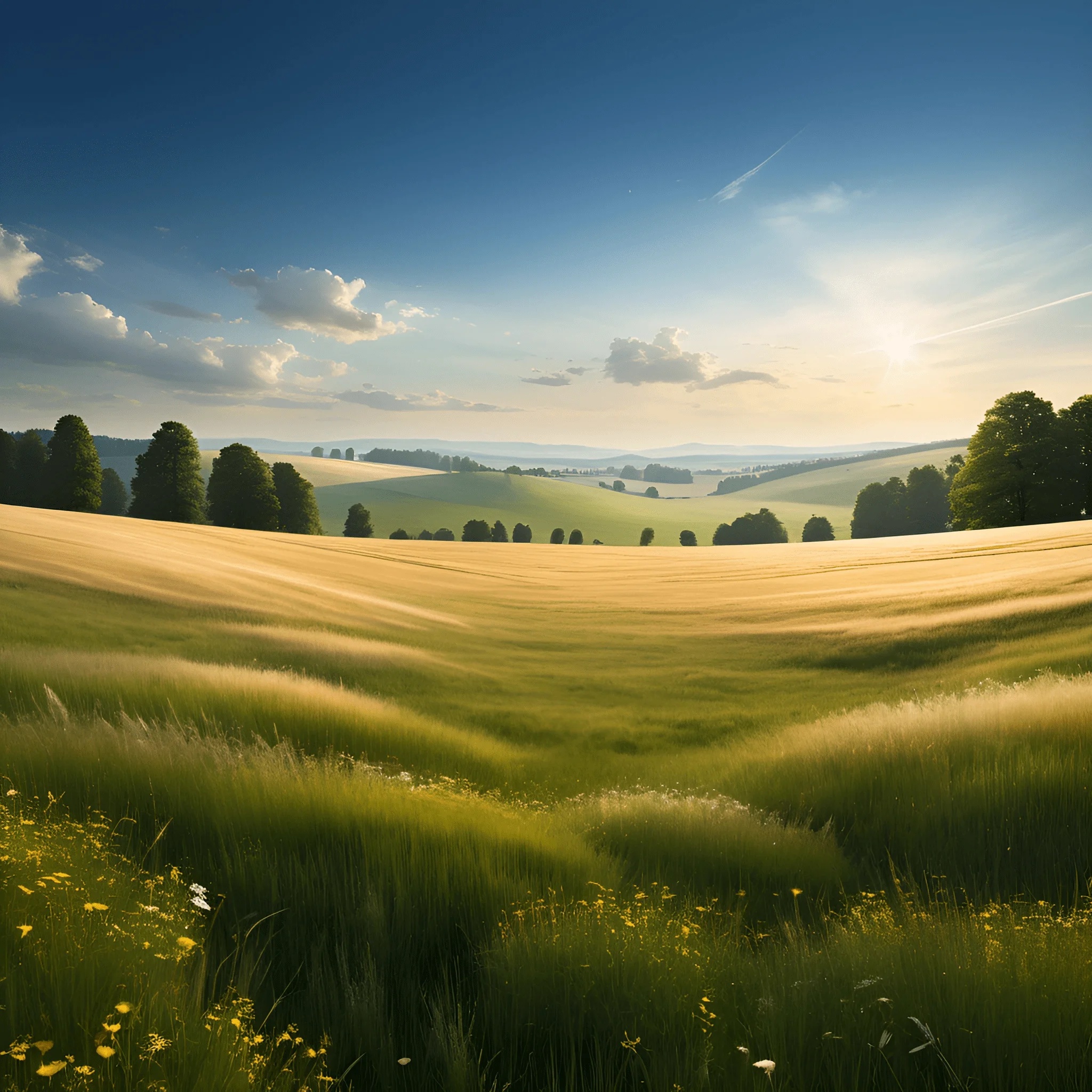 Lush Green Meadow Under Bright Sky - Free Download - AI Scribbles