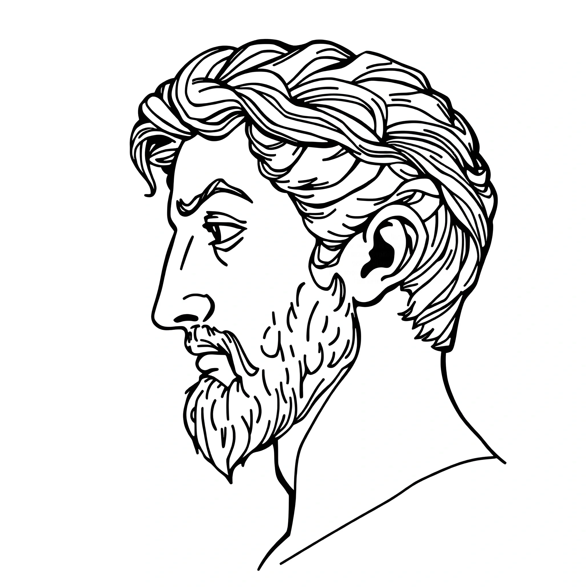 Profile Illustration of Bearded Man in Line Art - Free Download - AI ...