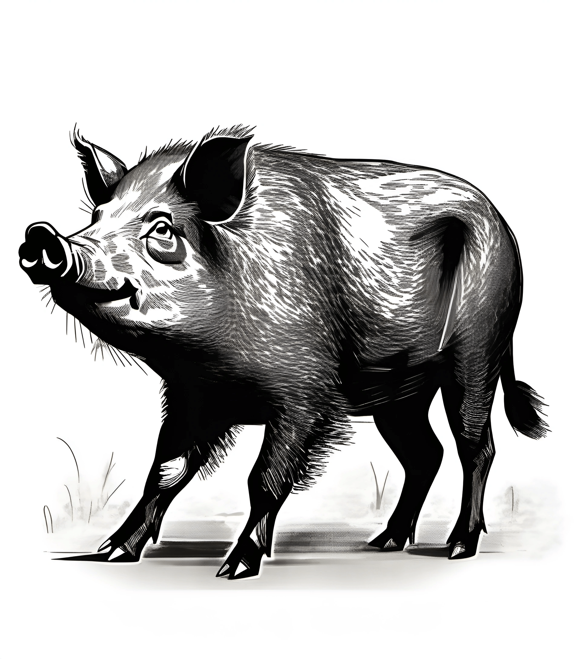 Wild Boar Drawind Ink Drawing of a Wild Boar - Free Download - AI Scribbles