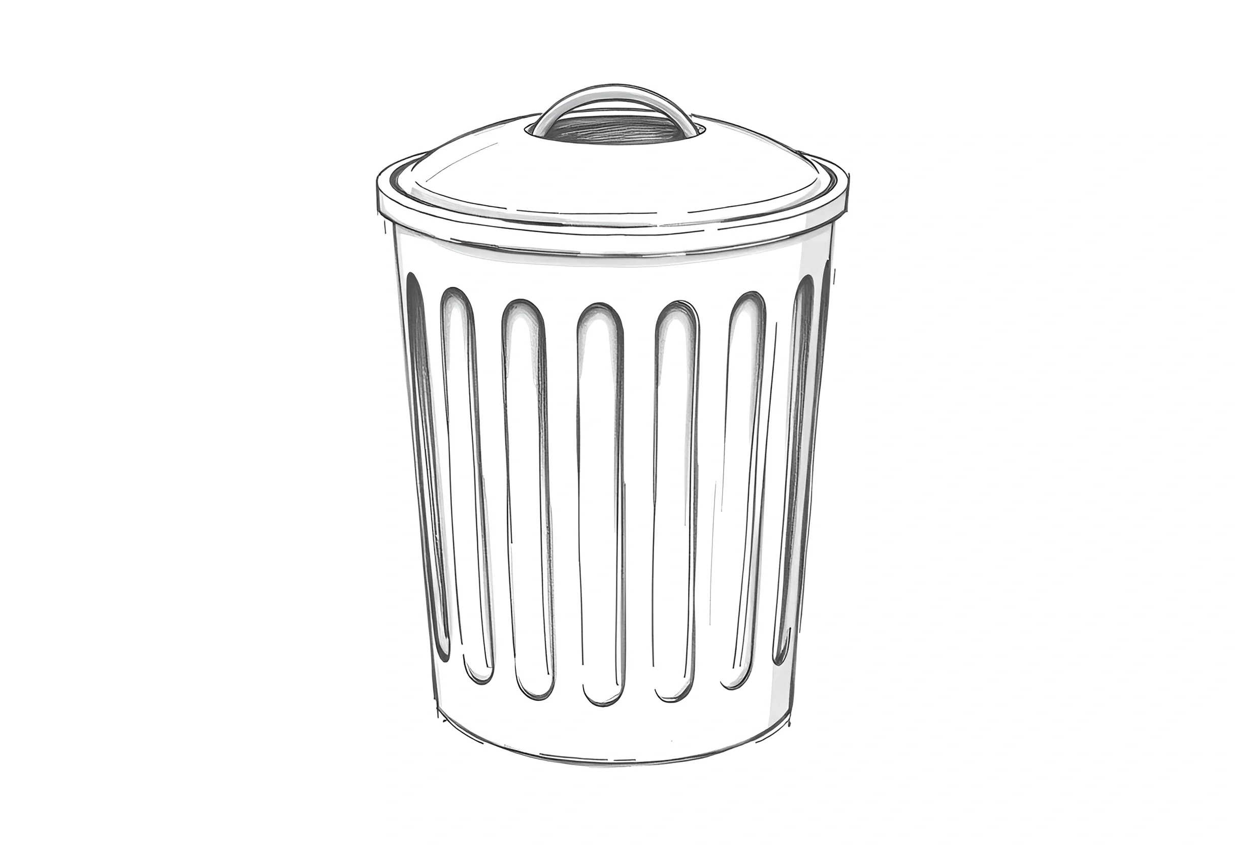 Classic Metal Trash Can Sketch - Free Download - AI Scribbles