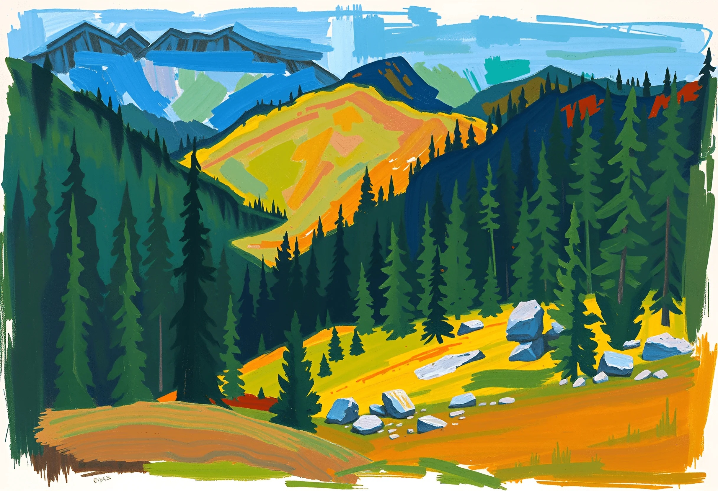 Colorful Mountain Landscape - Free Download - AI Scribbles