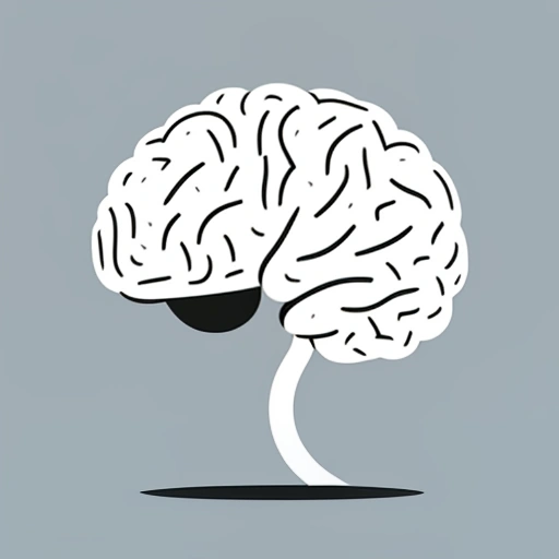 a white brain with a black outline on a gray background