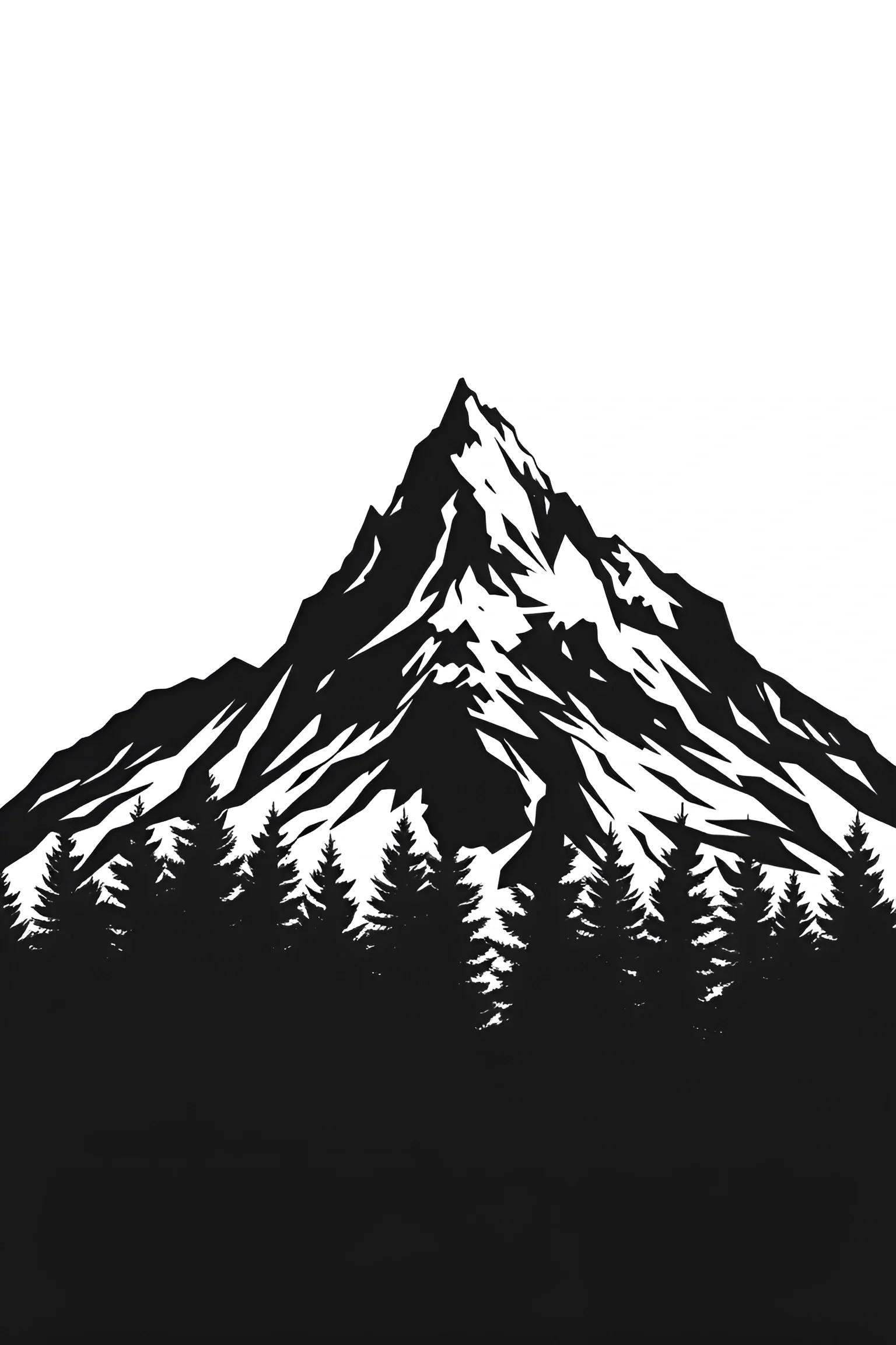 Black and White Mountain Silhouette with Pine Trees - Free Download ...