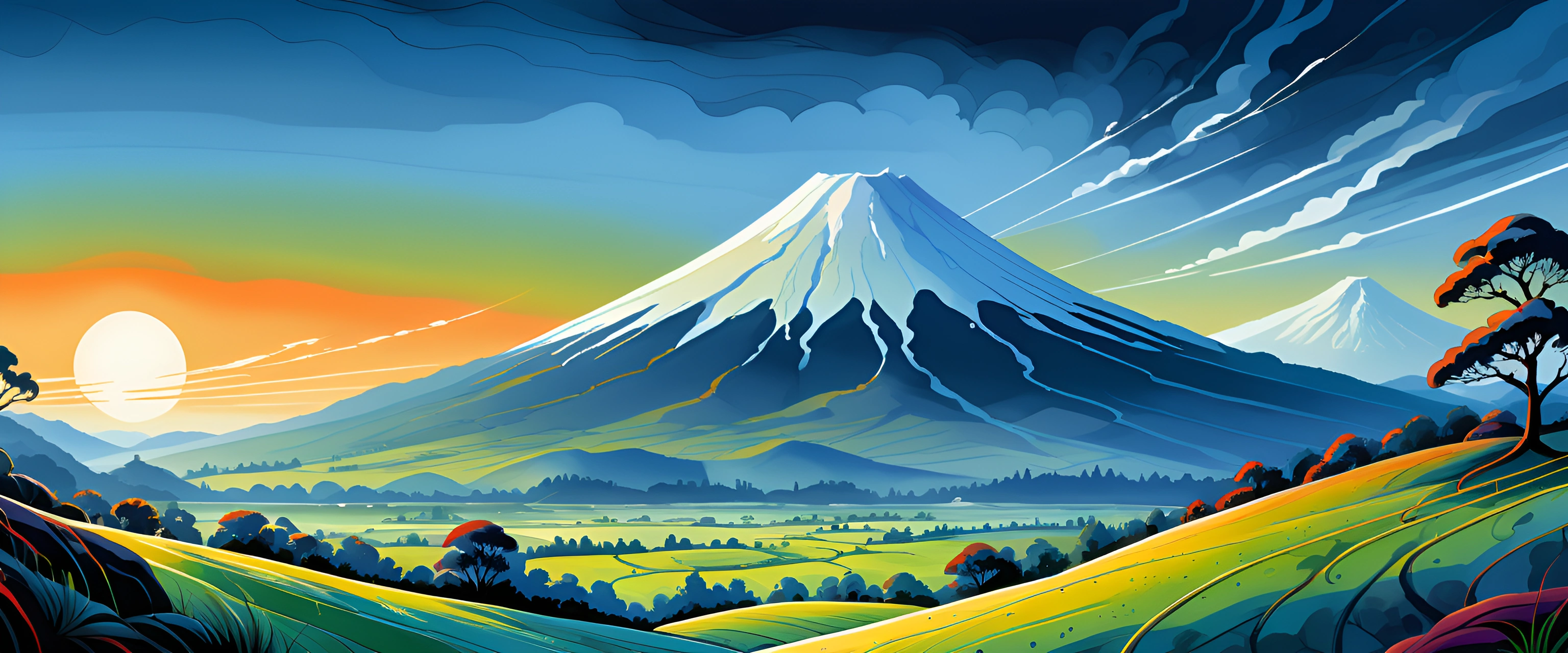 Majestic Mountain Landscape at Sunset - Free Download - AI Scribbles