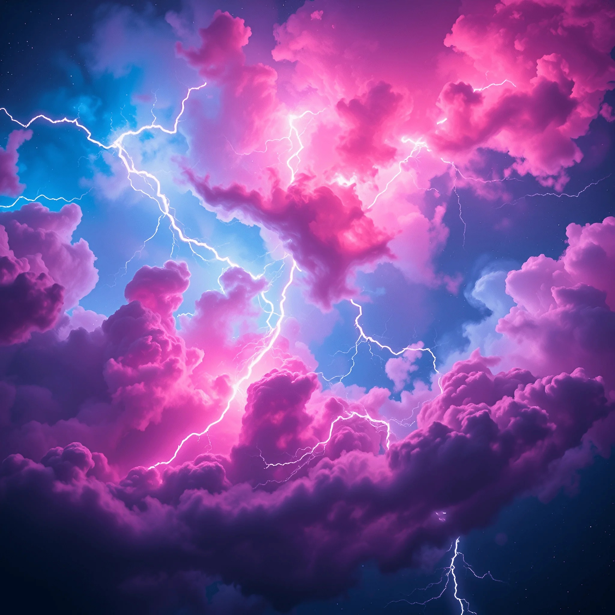 Electric Storm Over Vibrant Pink and Blue Clouds - Free Download - AI ...