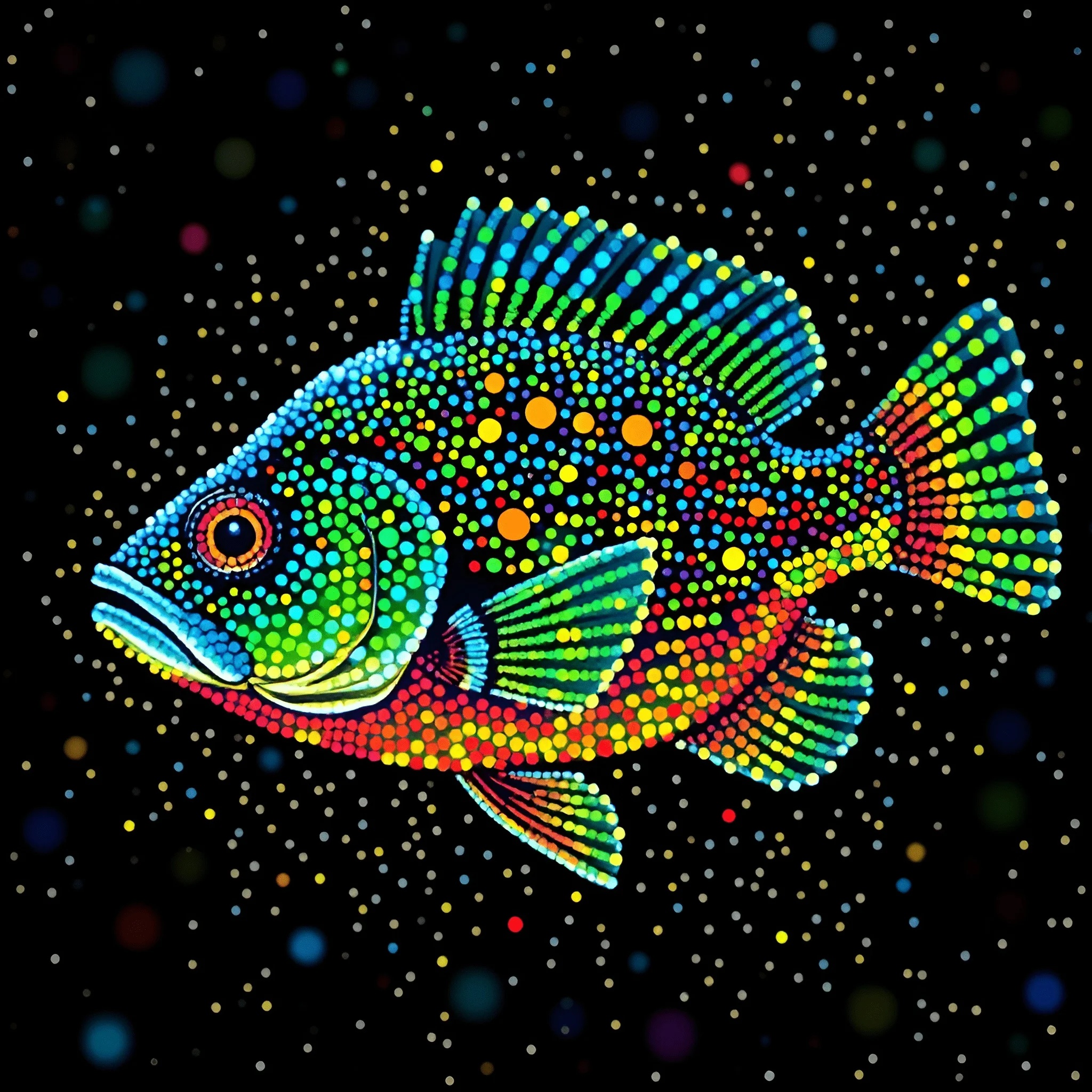 Colorful Dot Art Fish Illustration - Free Download - AI Scribbles