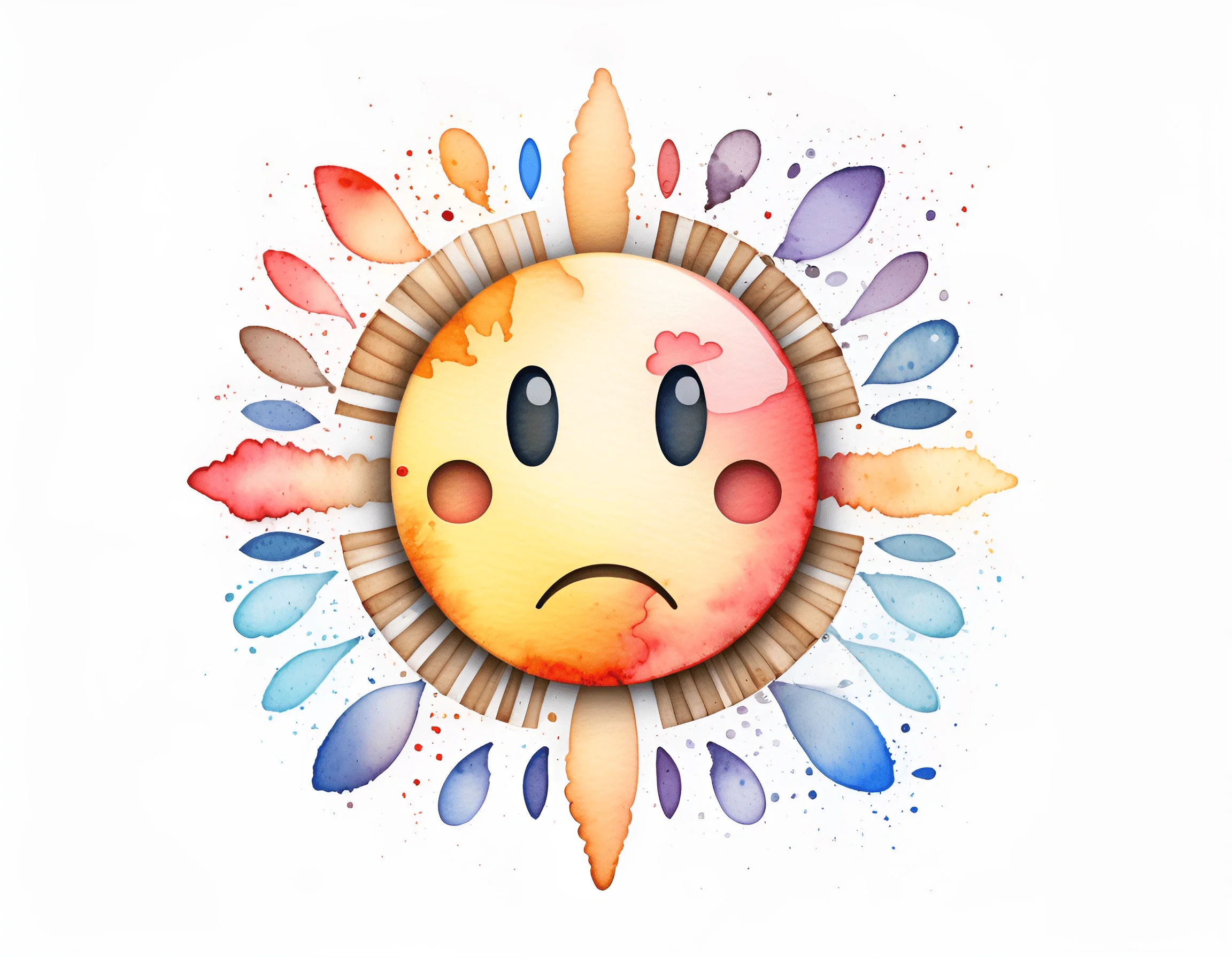 Smiling Sun with Sad Face - Free Download - AI Scribbles