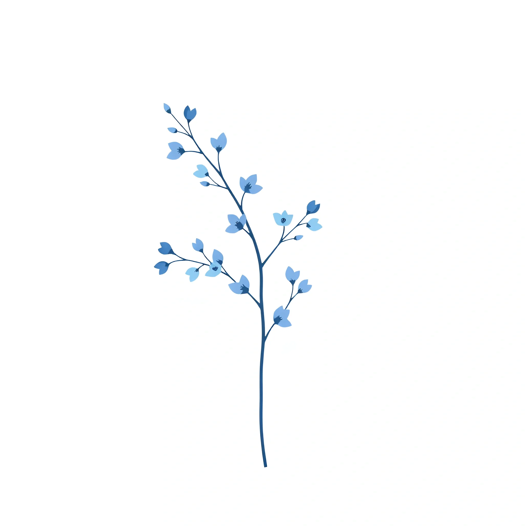 Minimalist Blue Flower Branch Illustration - Free Download - AI Scribbles