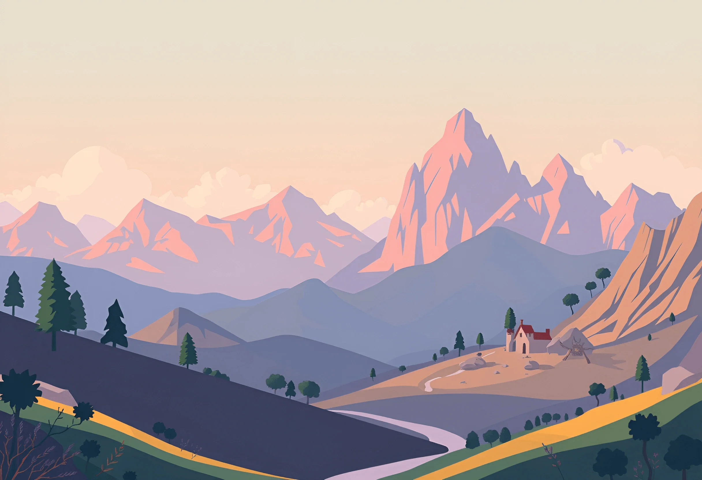 Mountain Landscape at Dusk - Free Download - AI Scribbles