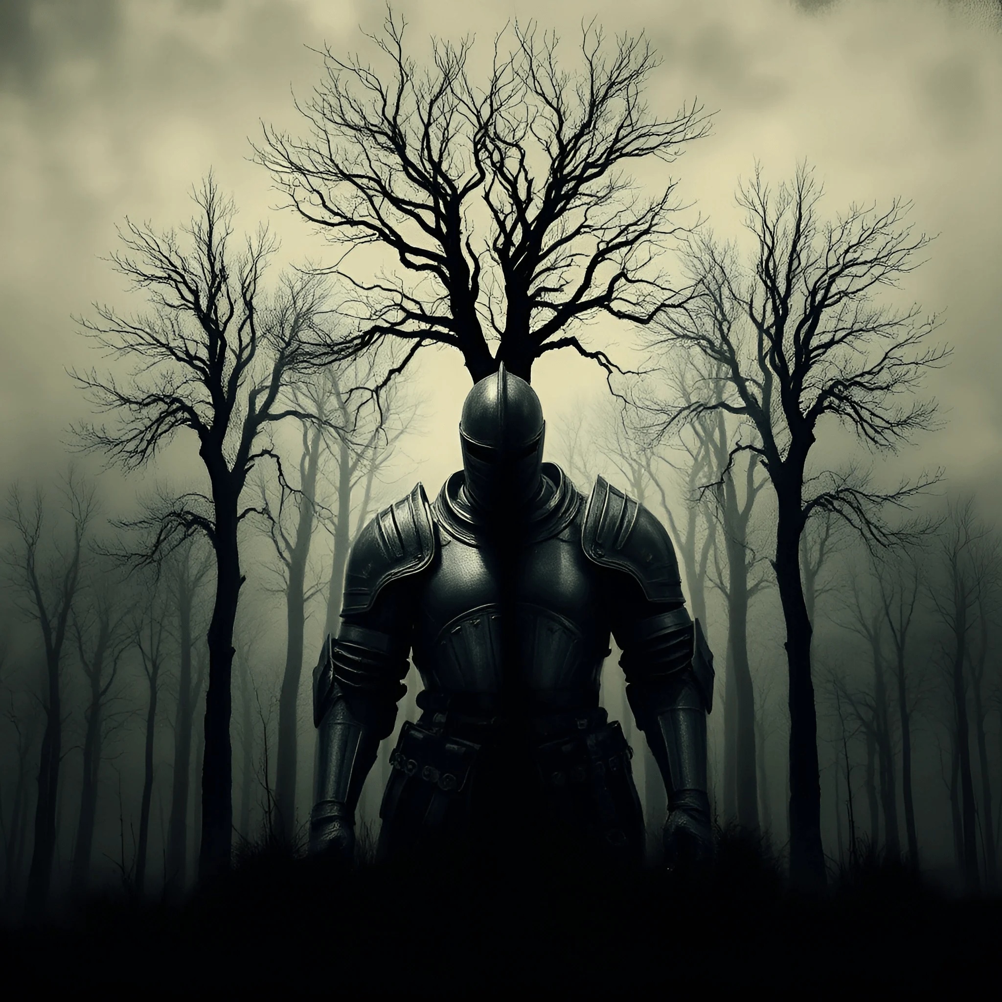 Medieval Knight in Dark Forest with Bare Trees - Free Download - AI ...