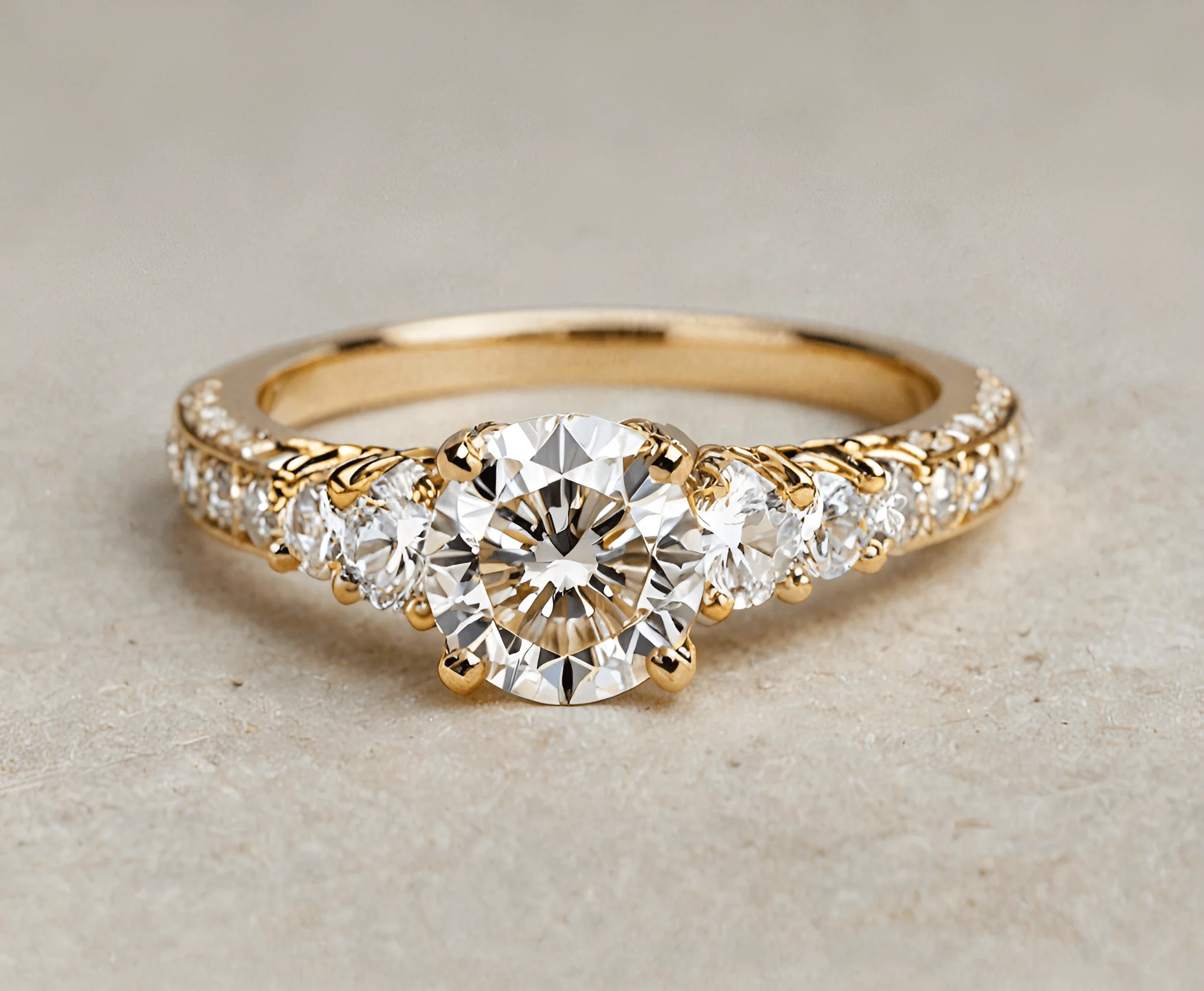 Elegant Gold Engagement Ring with Center Diamond - Free Download - AI ...