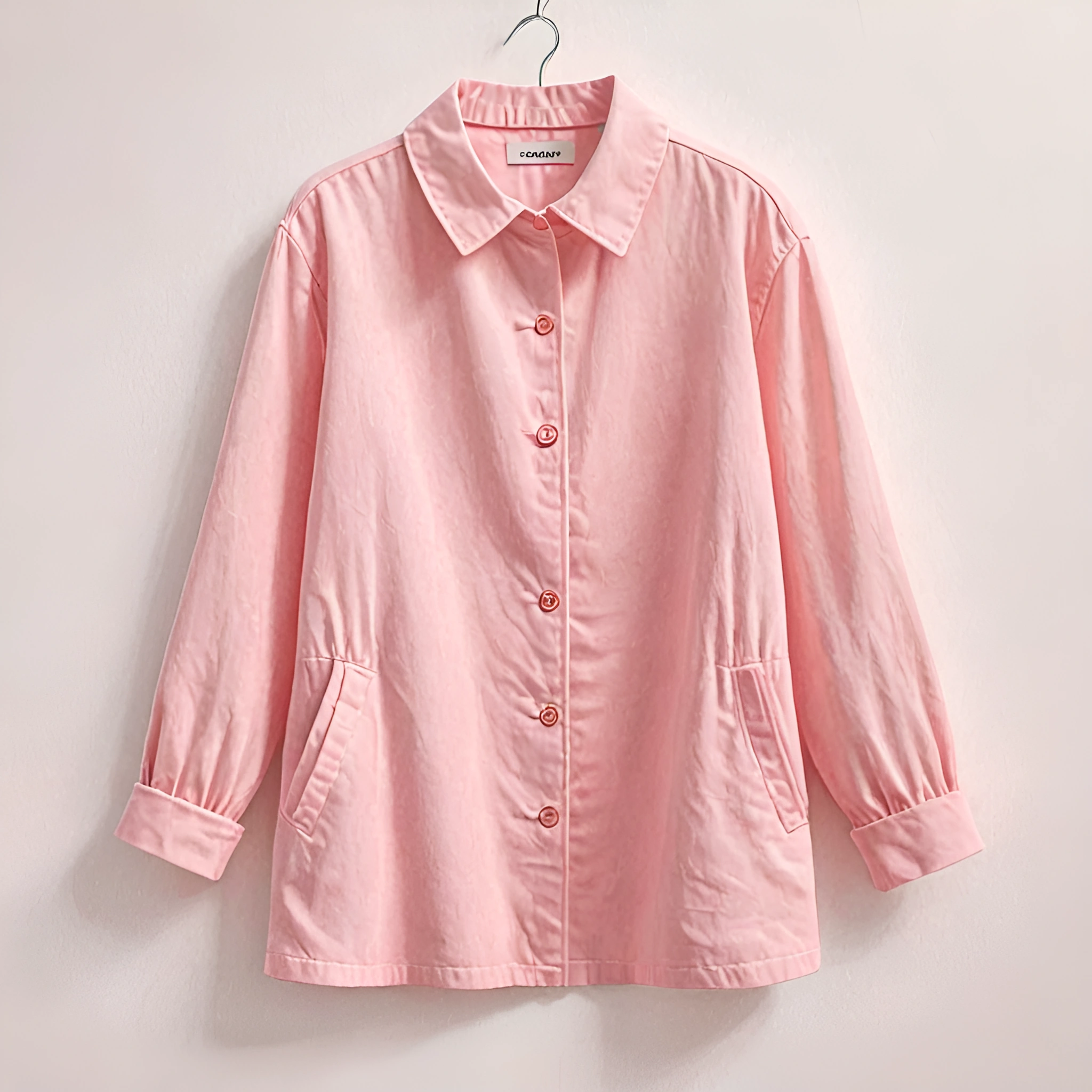 Pink Button Front Jacket Casual Pink Button-Up Jacket - Free Download - AI Scribbles