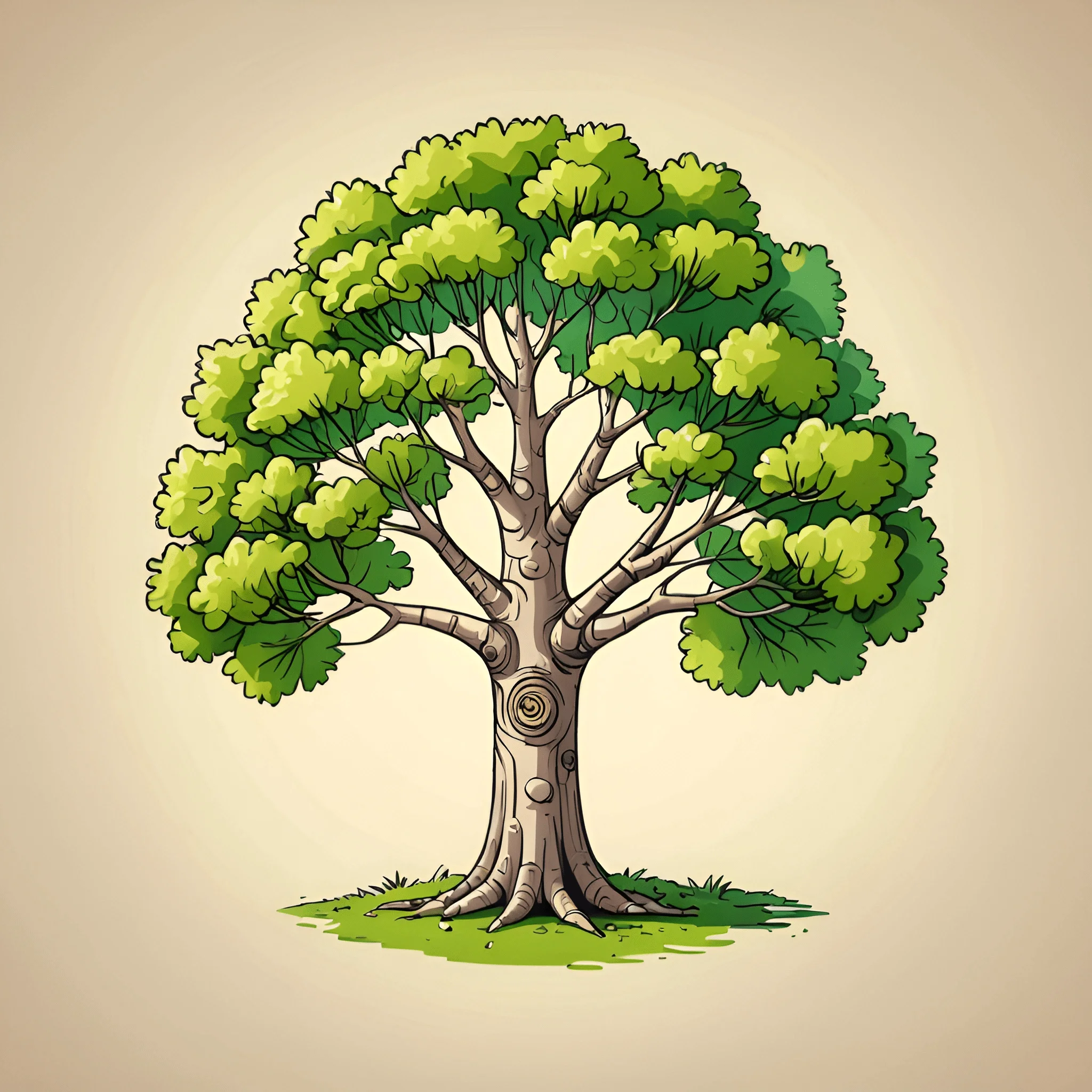 Cartoon-Style Tree Illustration - Free Download - AI Scribbles