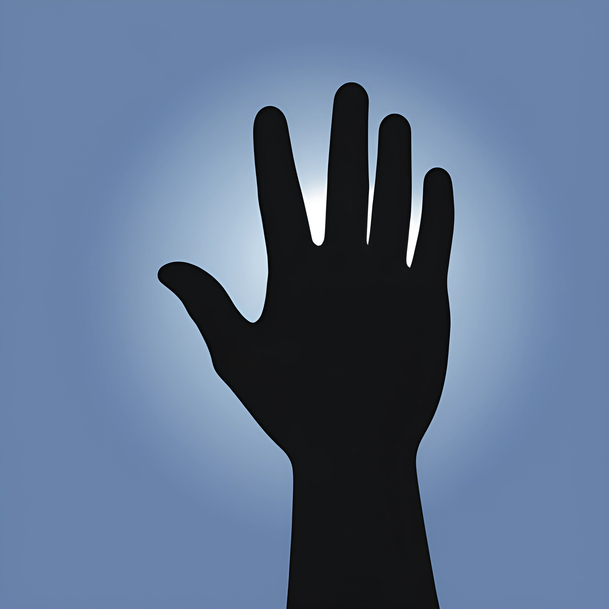 Silhouette of Hand Against Blue Background - Free Download - AI Scribbles