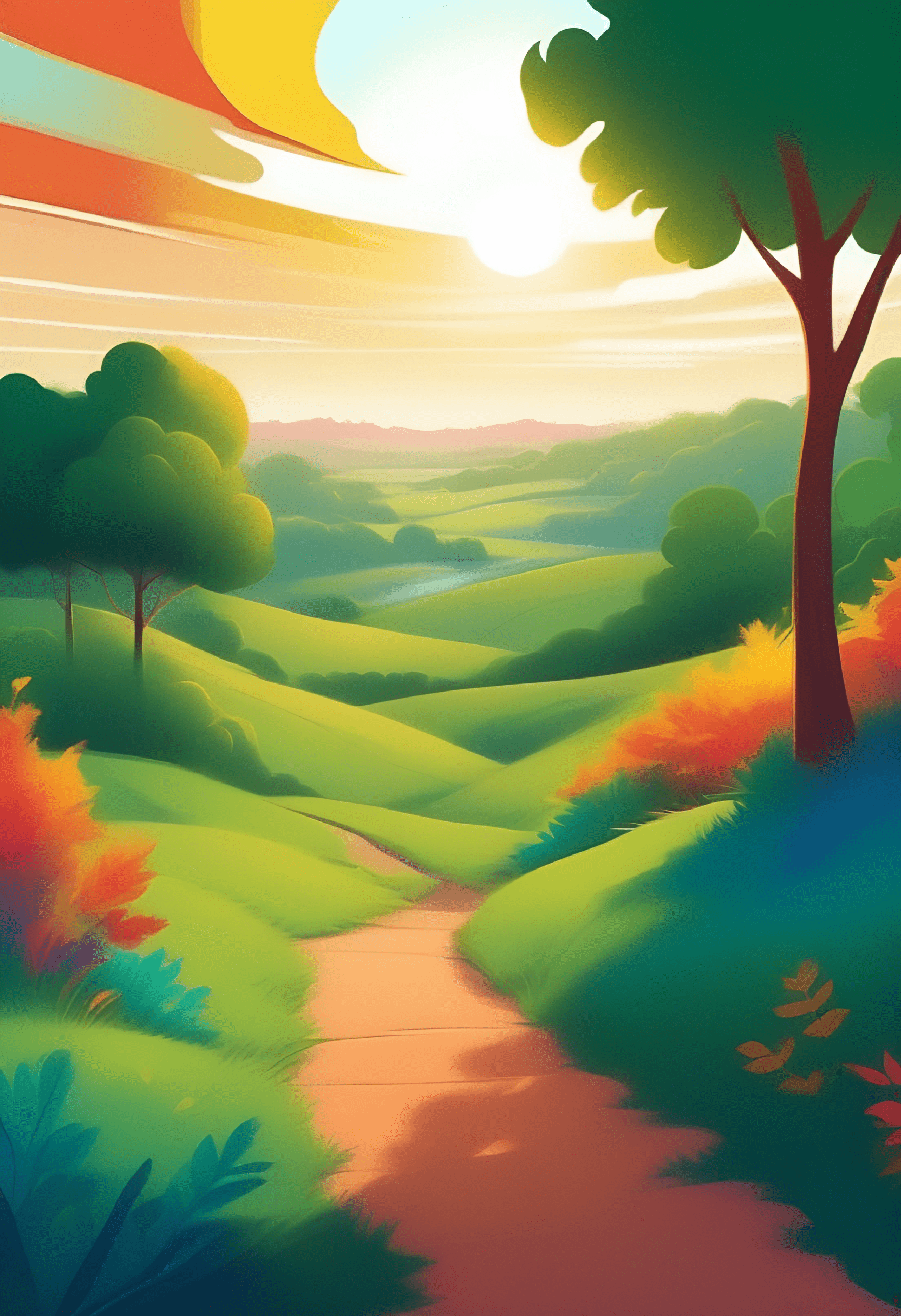Colorful Landscape Painting - Free Download - AI Scribbles