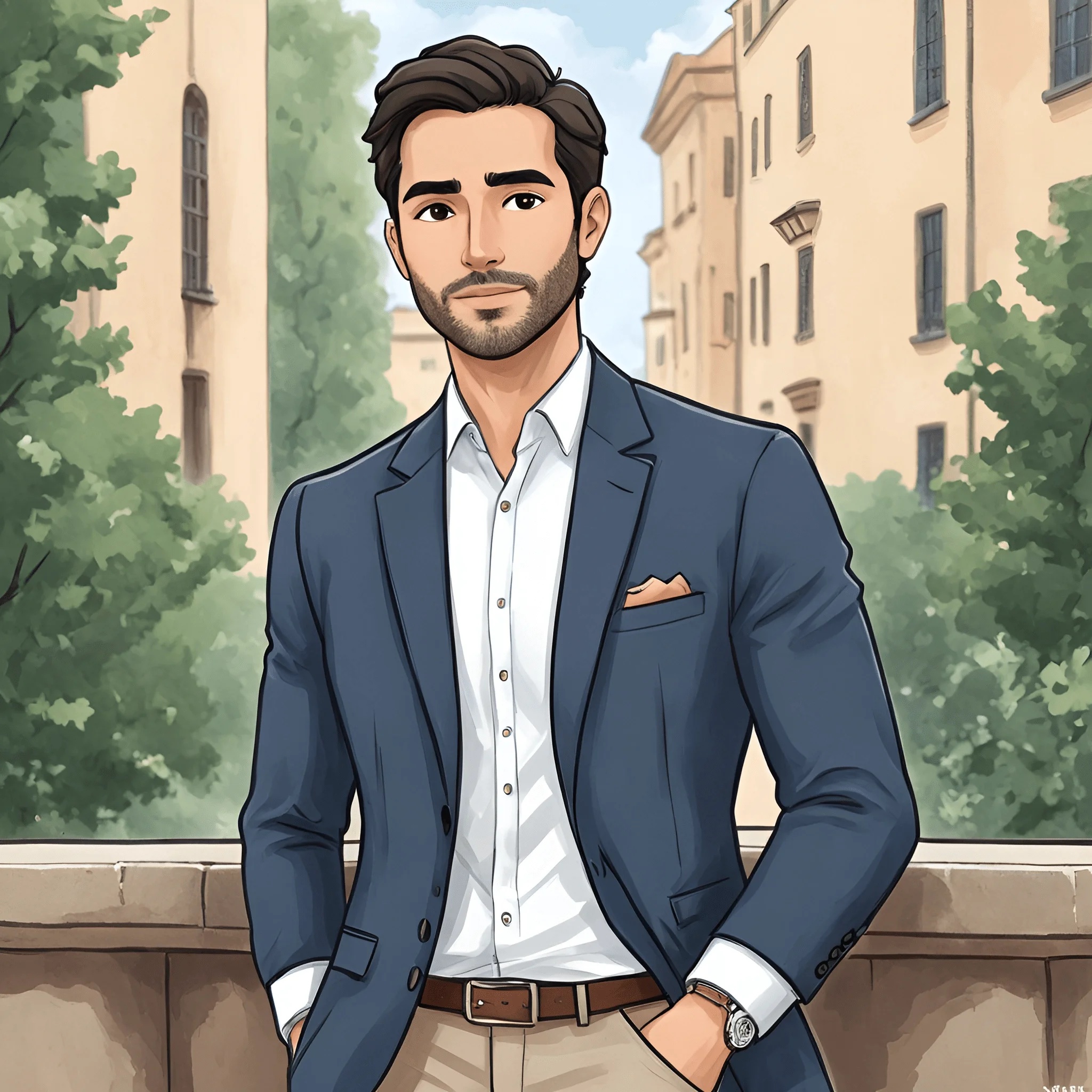 Advanced Setting Man Stylish Man in Urban Setting - Free Download - AI Scribbles