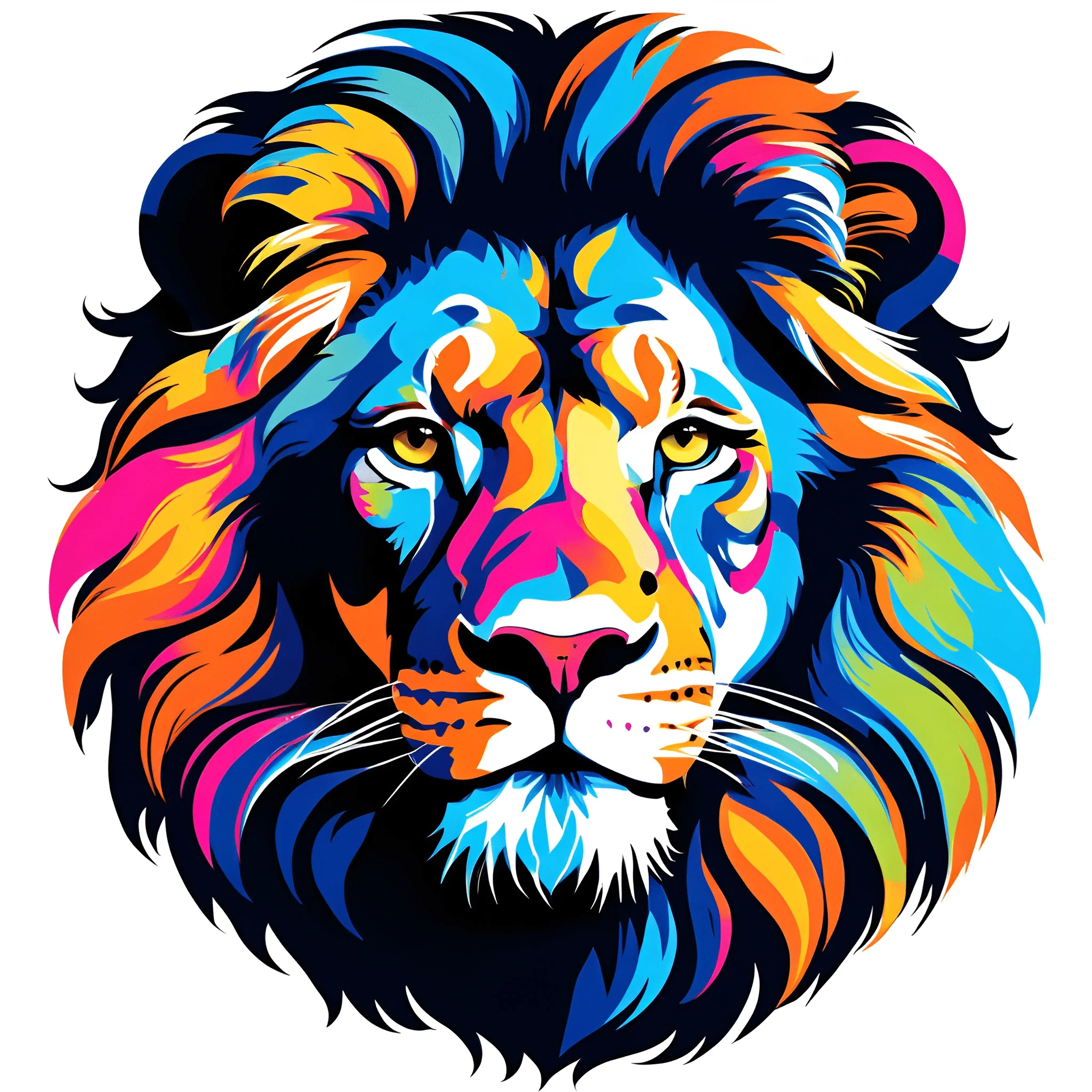 Colorful Abstract Lion Portrait - Free Download - AI Scribbles