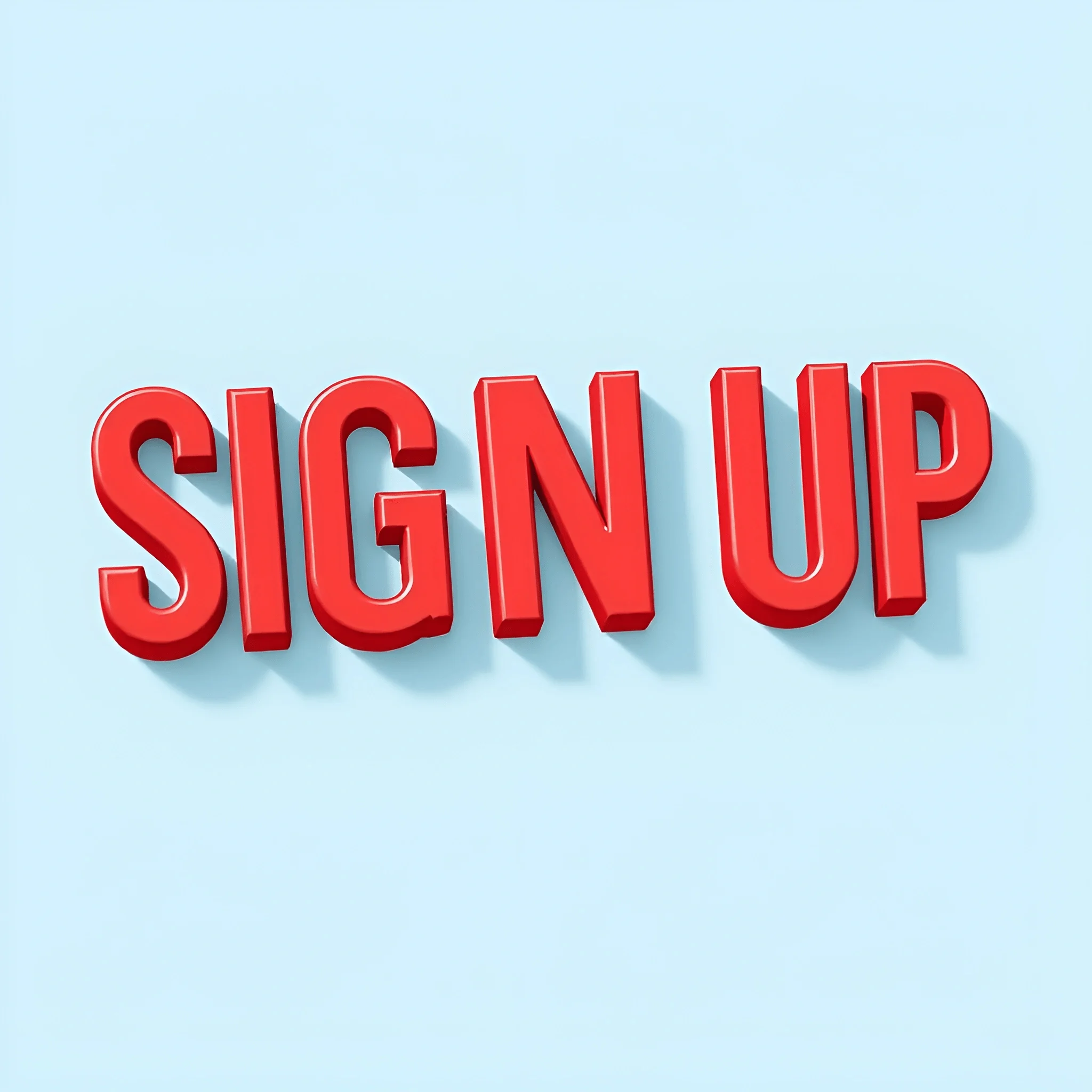 Sign Up Background Red 3D Red Sign Up Text on Light Blue Background - Free Download - AI Scribbles