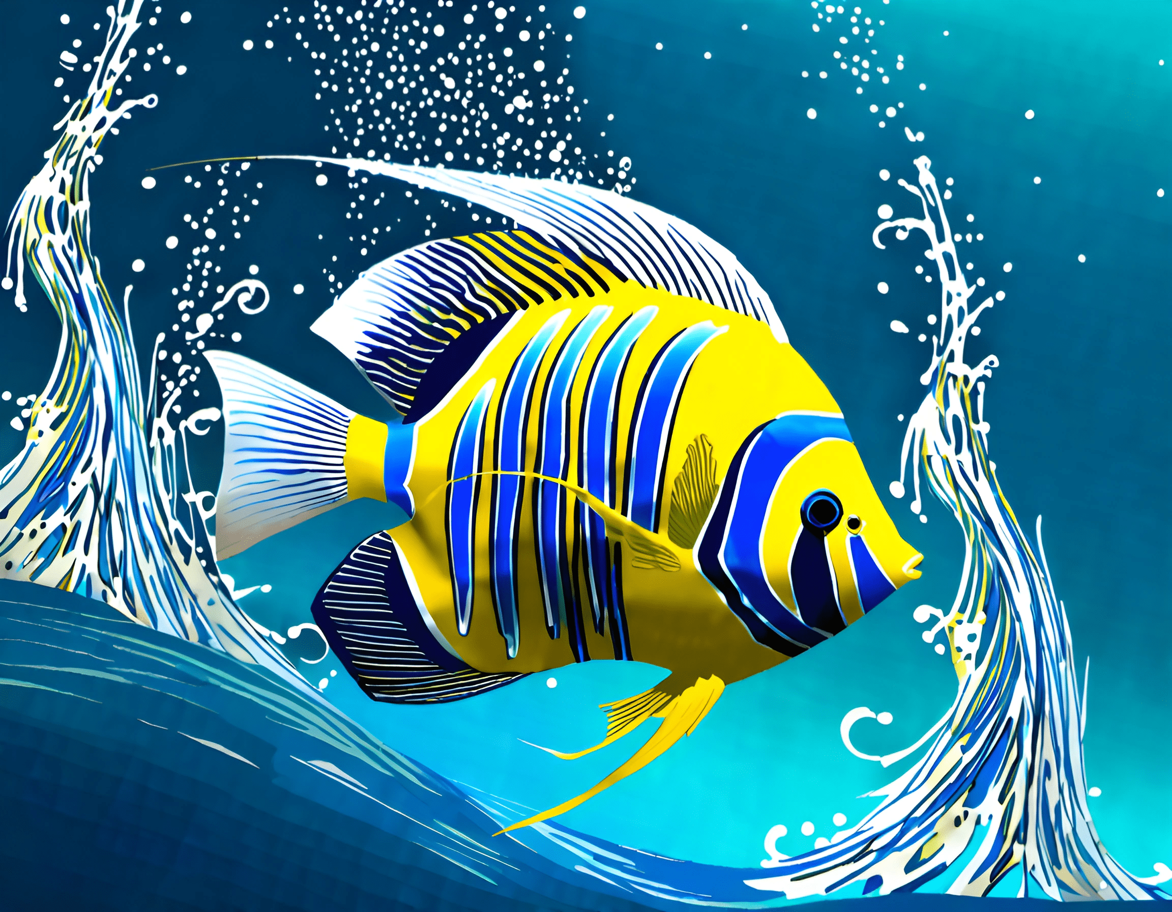 Vibrant Angelfish Digital Art - Free Download - AI Scribbles