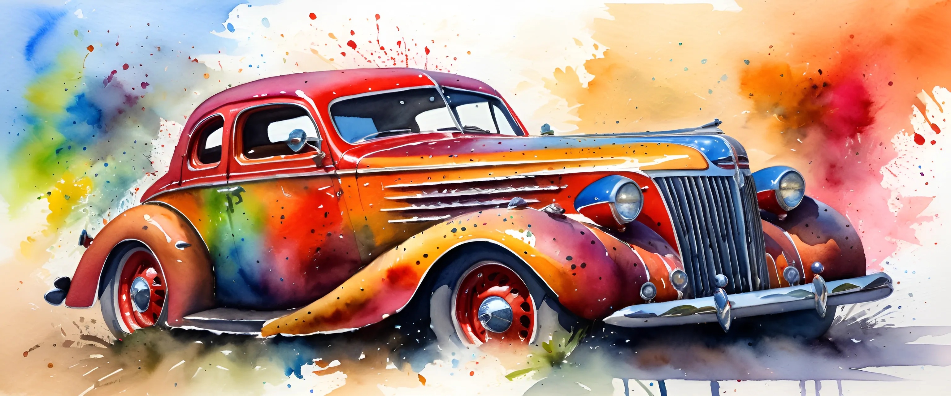 Colorul Cars Colorful Vintage Car Illustration - Free Download - AI Scribbles