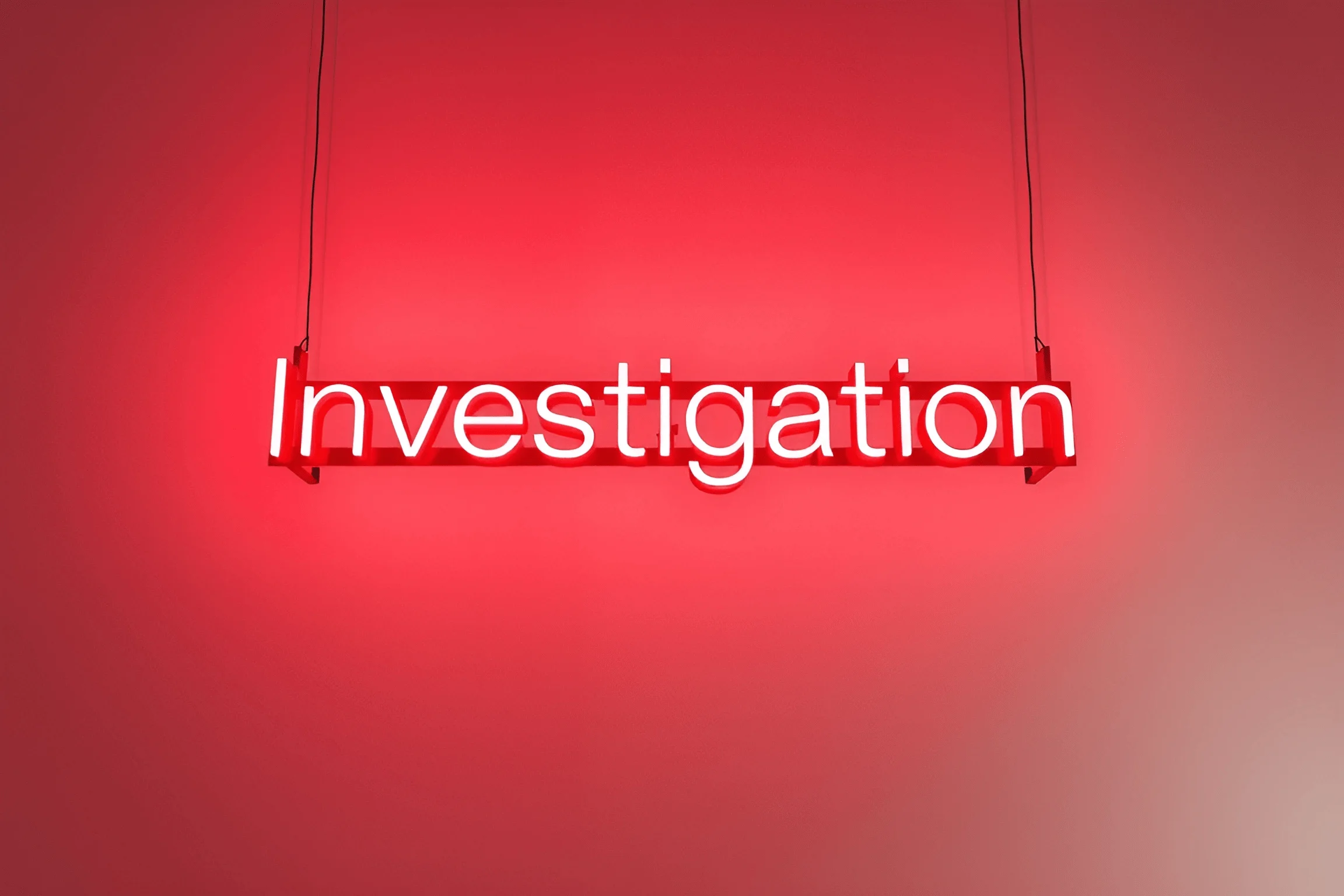 Investigation Neon Sign Illuminated On Red Wall - Free Download - AI ...