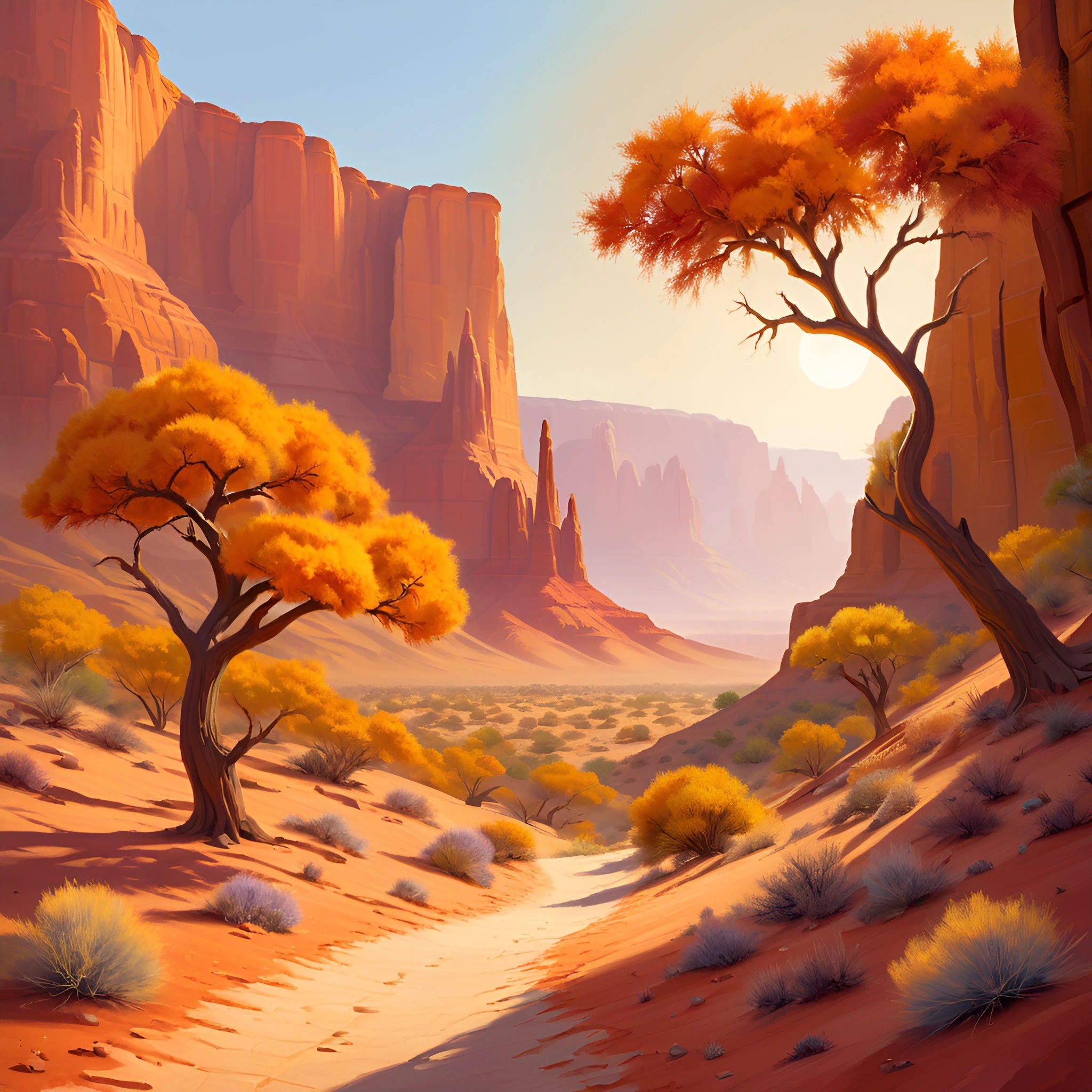 Red Fall Desert Autumn Desert Canyon - Free Download - AI Scribbles