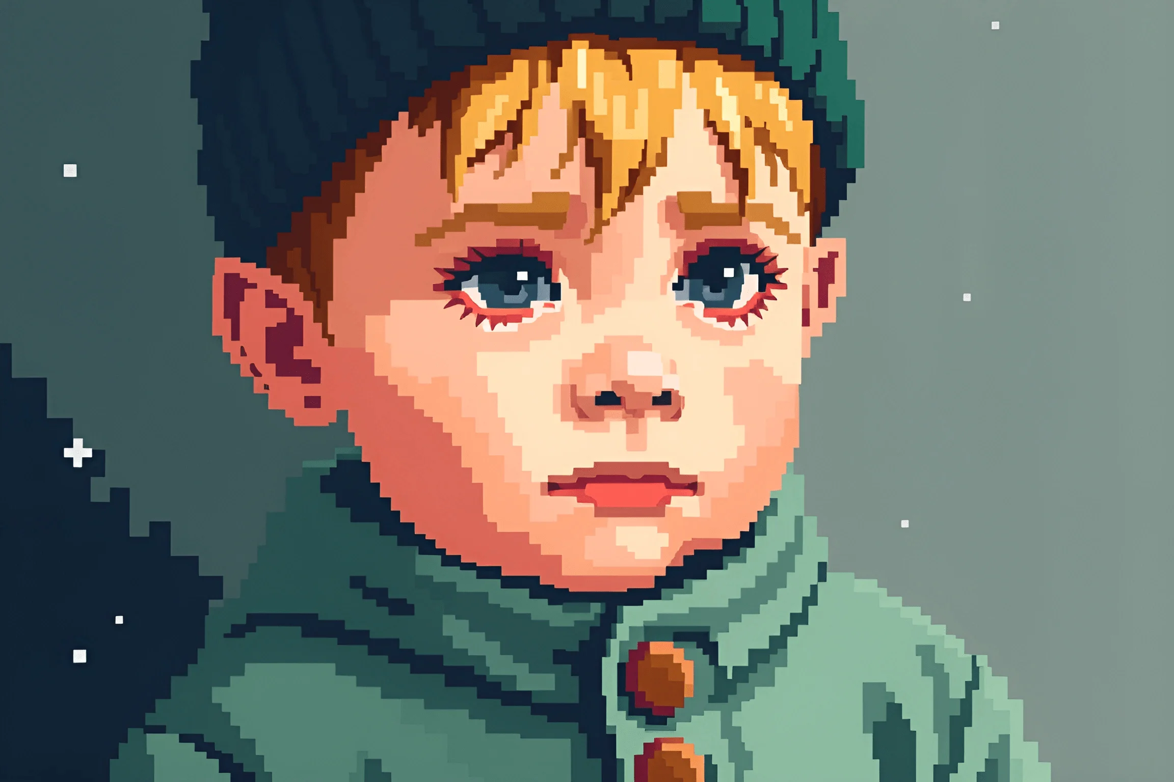 Pixel Art Portrait of Sad Child in Winter Clothing - Free Download - AI ...