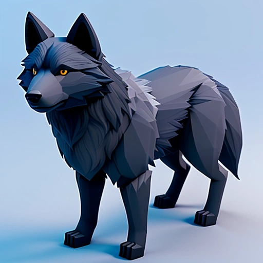 a close up of a paper model of a wolf on a blue background