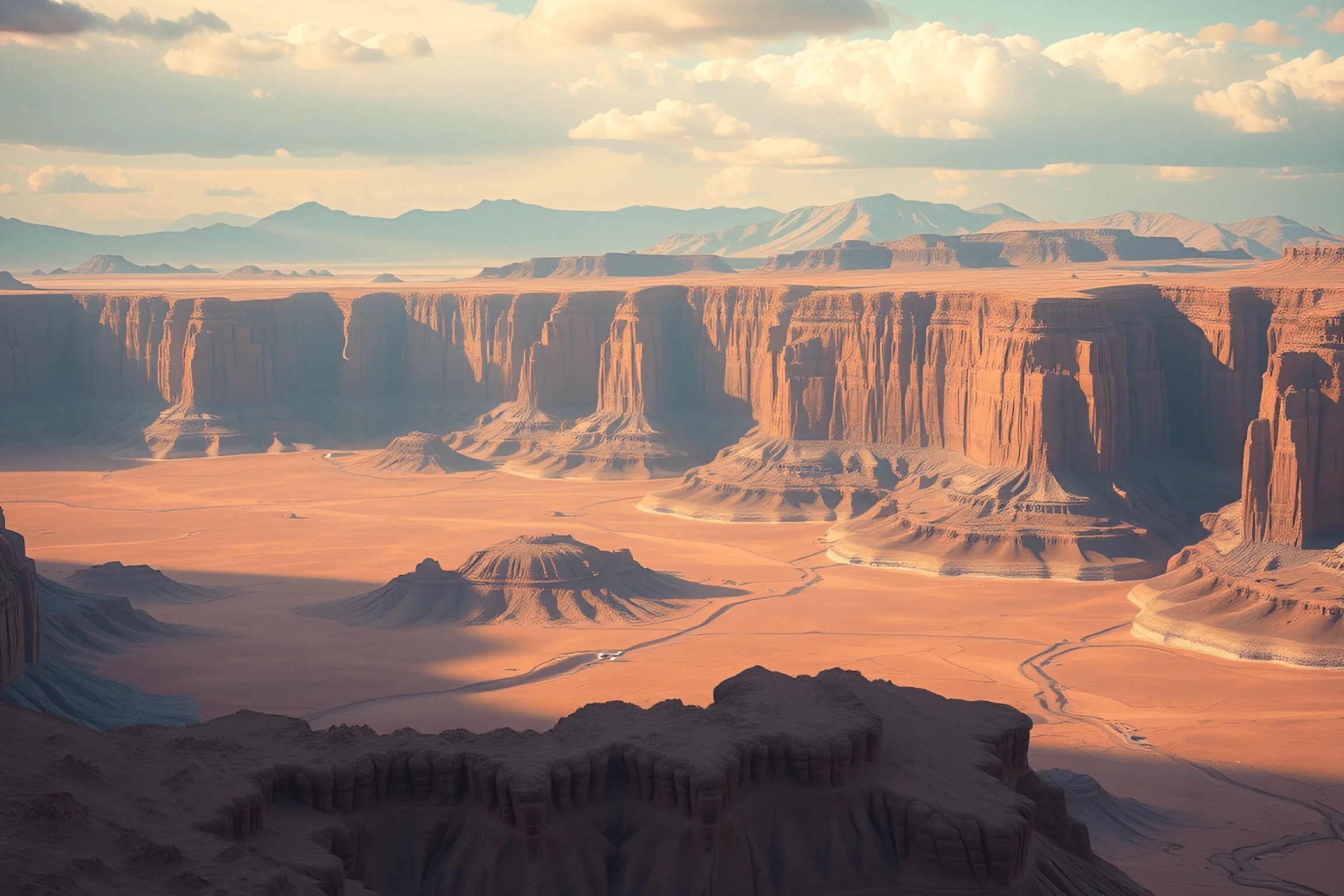 Expansive Desert Canyon Landscape with Layered Rock Formations - Free ...