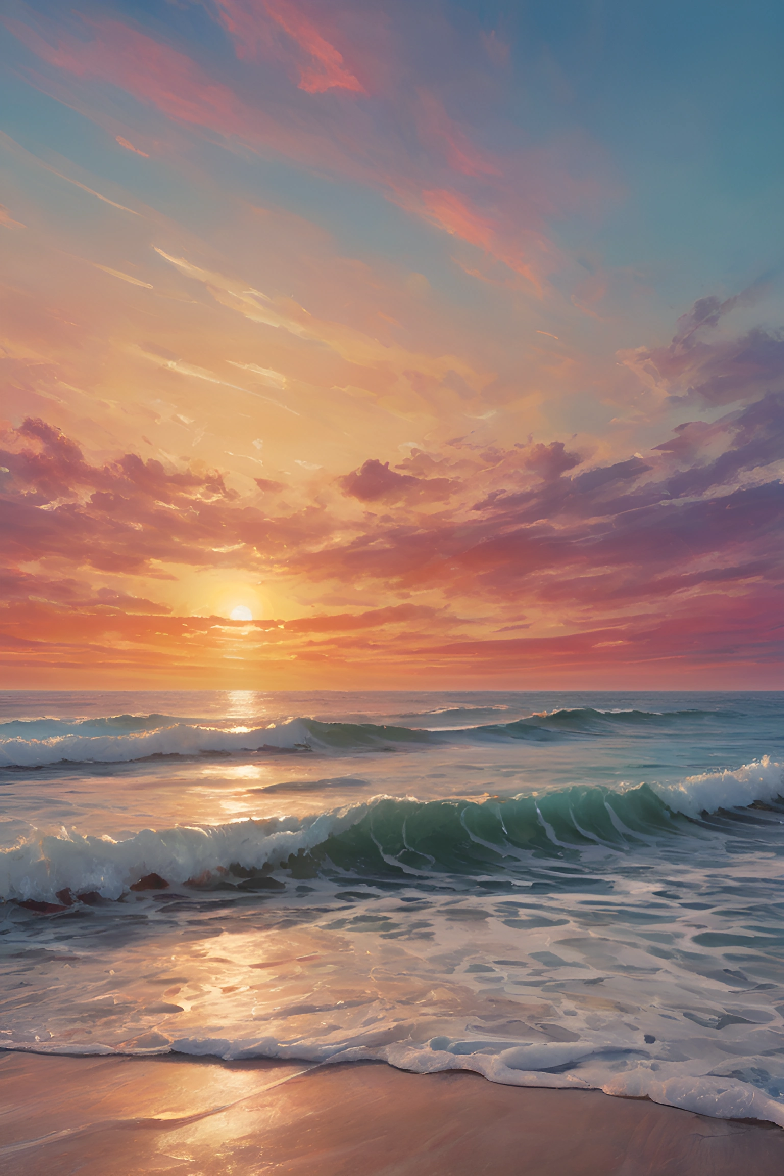 Serene Sunset Over Calm Ocean Waves - Free Download - AI Scribbles