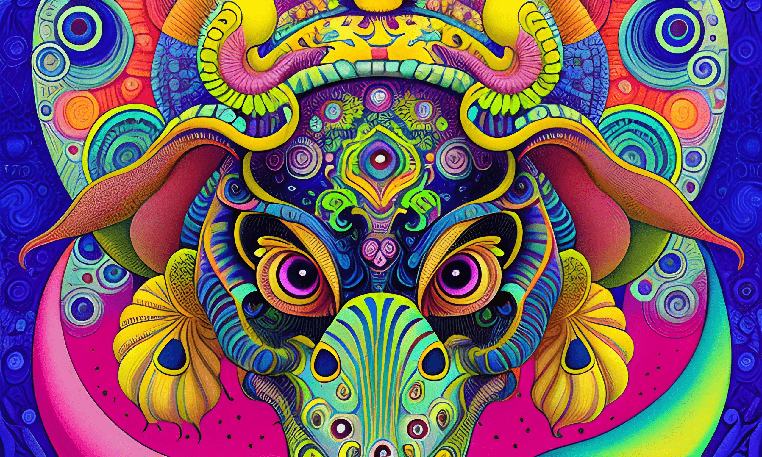 Vibrant Psychedelic Bull Artwork - Free Download - AI Scribbles