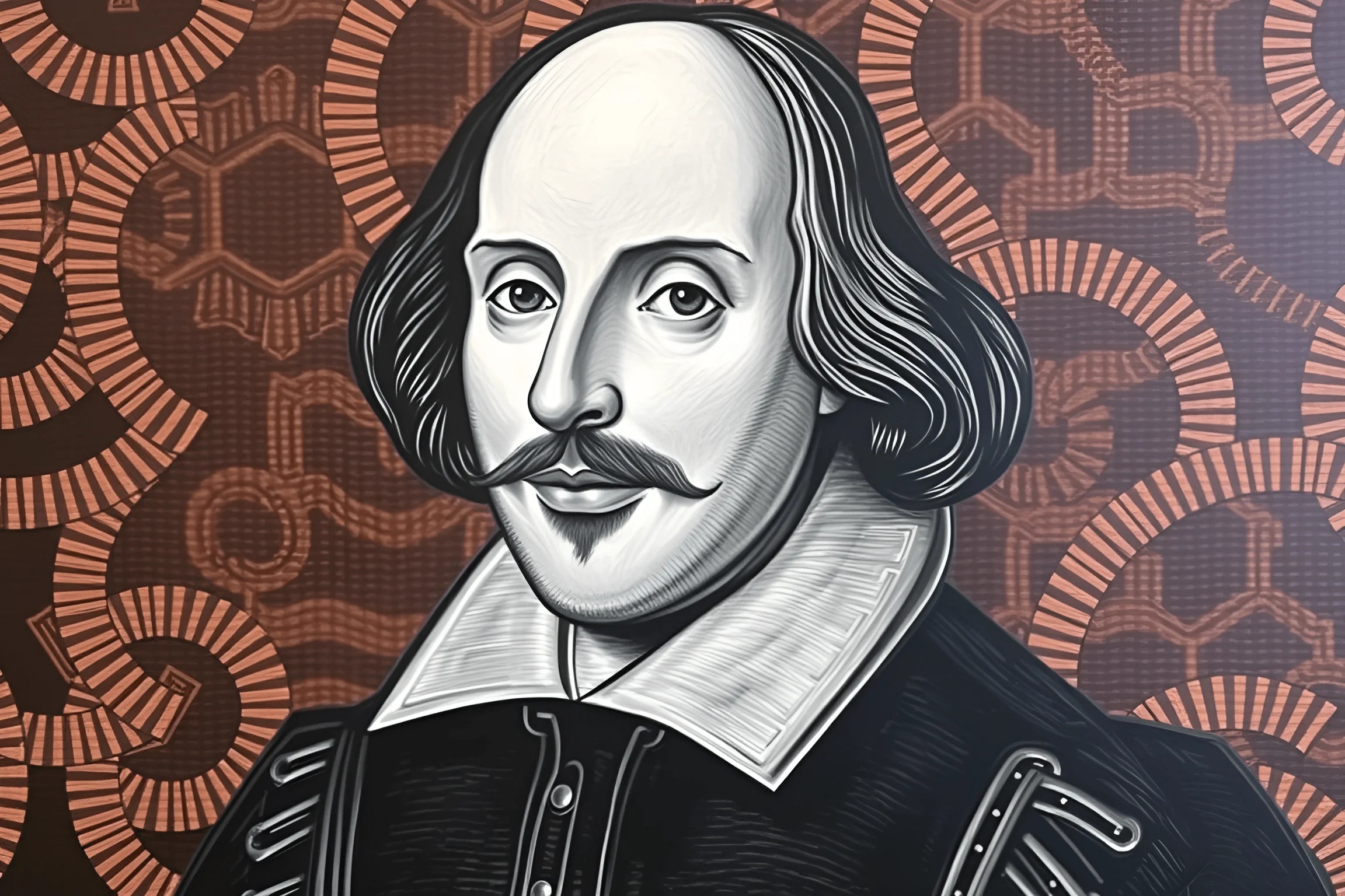 Shakespeare Background Pattern Illustration of William Shakespeare with Geometric Background - Free ...