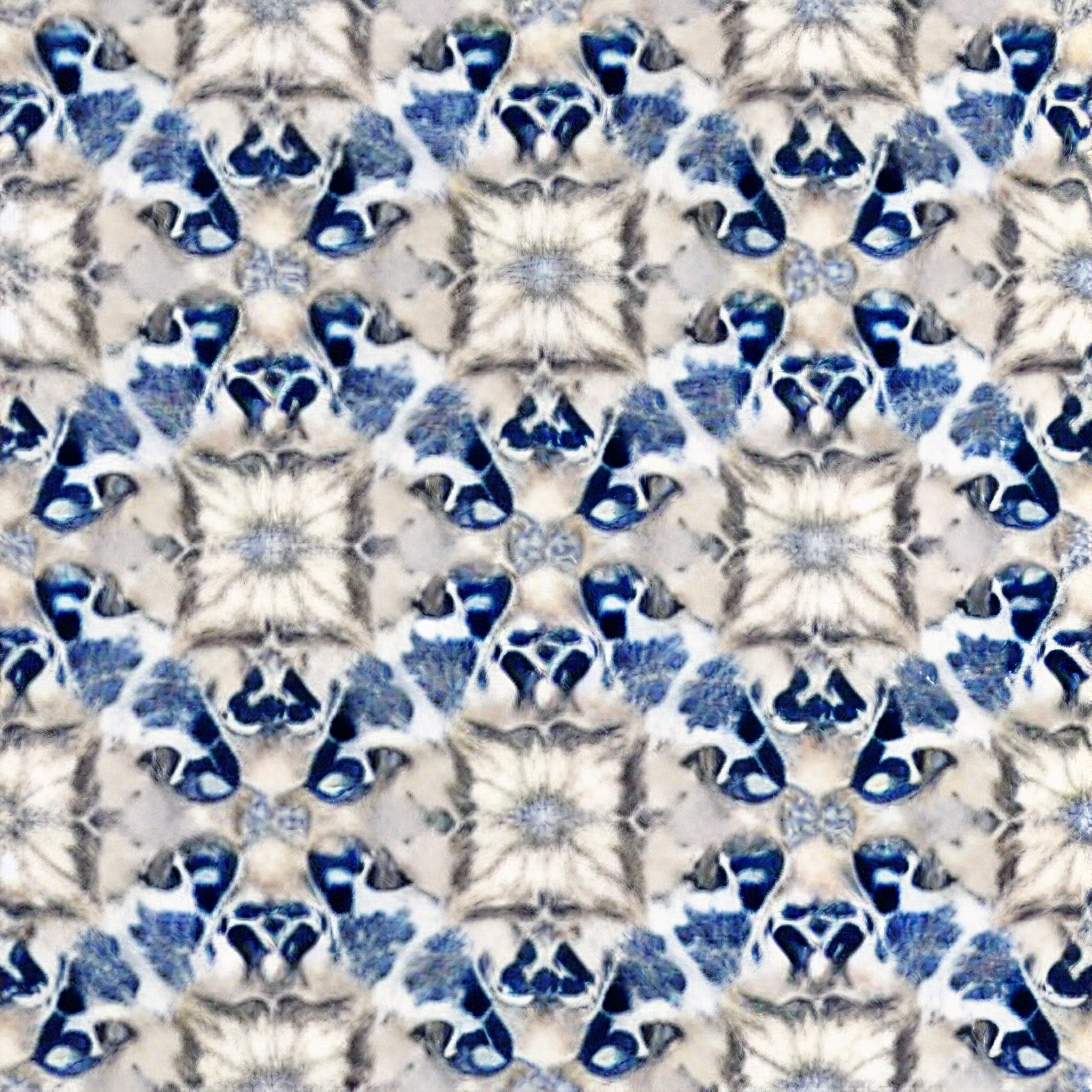 a close up of a blue and white floral pattern on a white background