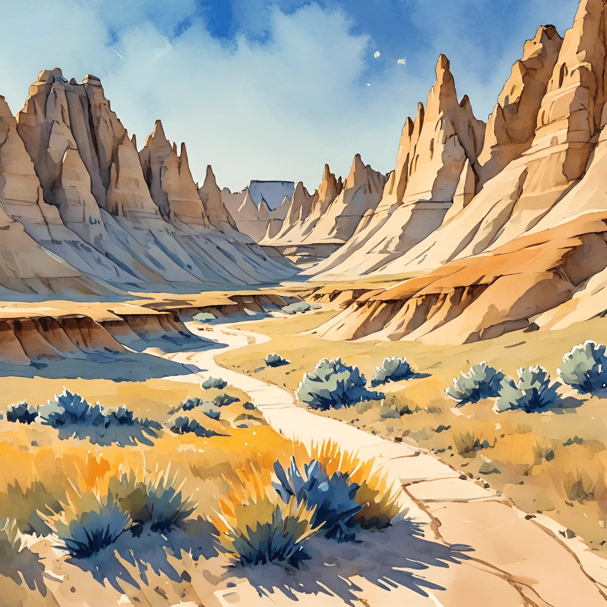 Desert Canyon Landscape with Jagged Rock Formations - Free Download ...