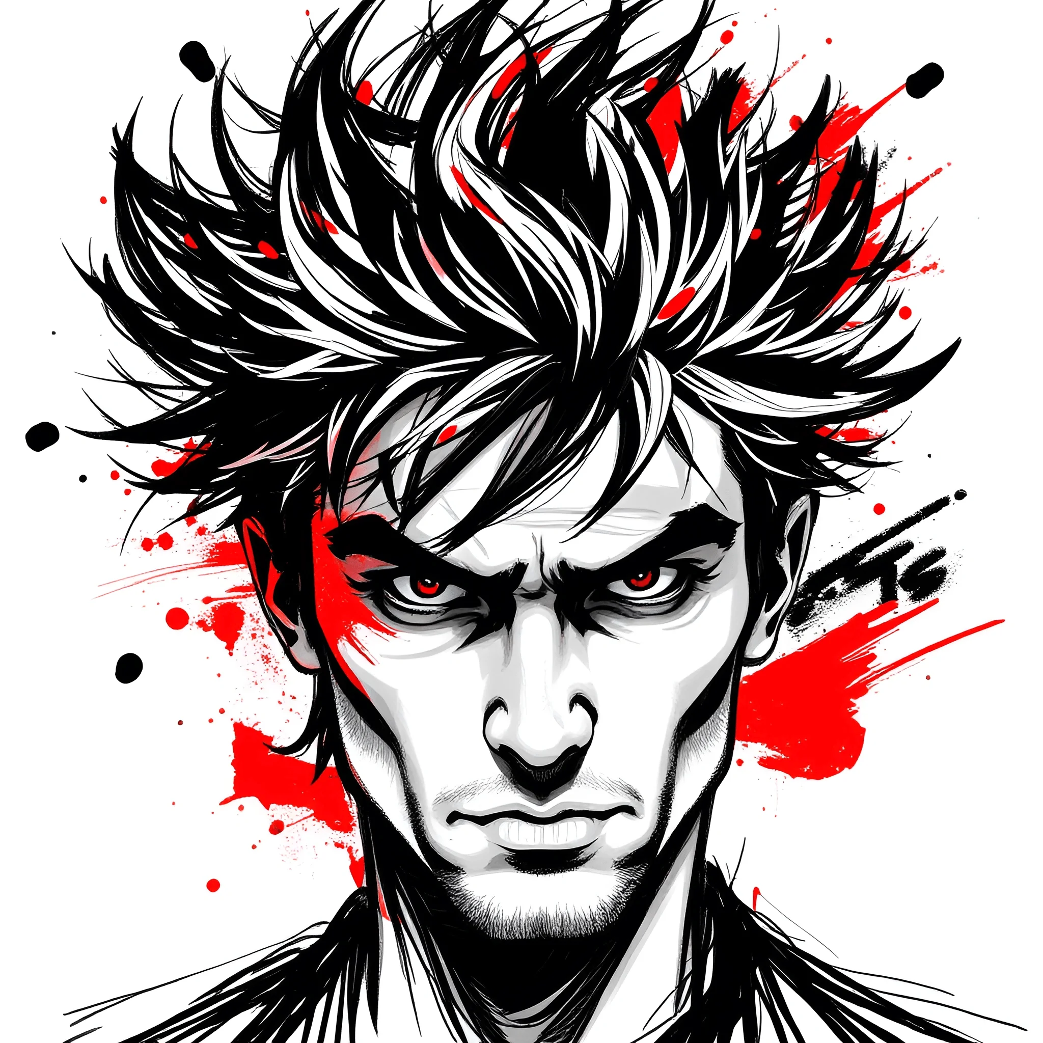 Intense Male Portrait with Spiky Hair and Red Accents - Free Download ...