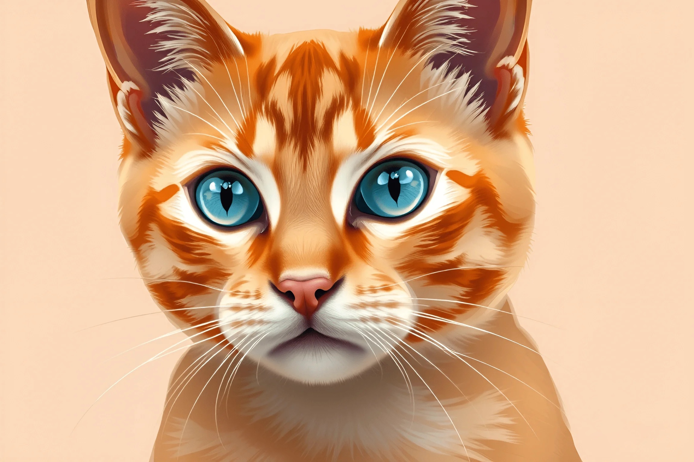 Close-Up Digital Illustration of Orange Tabby Cat with Blue Eyes - Free ...