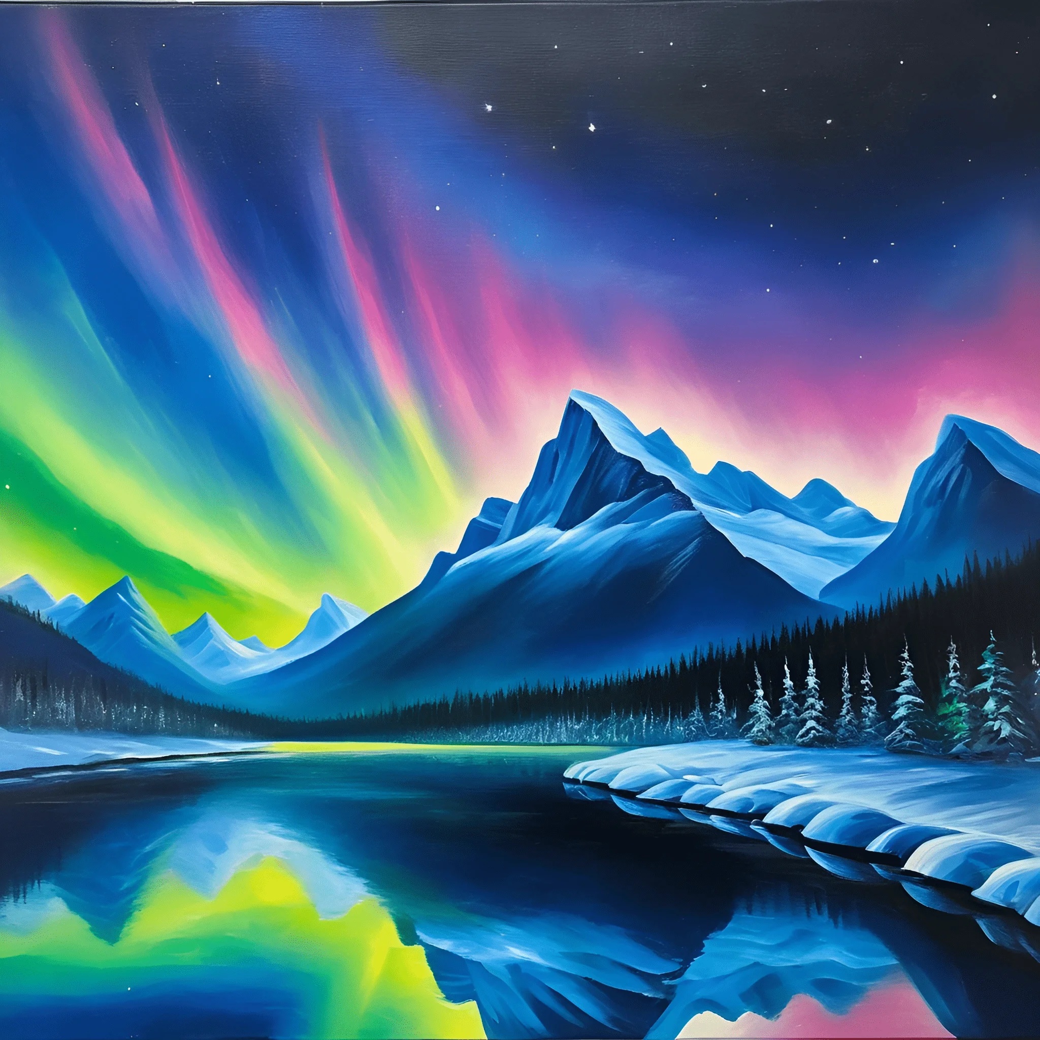 Aurora Borealis Over Mountain Lake - Free Download - AI Scribbles