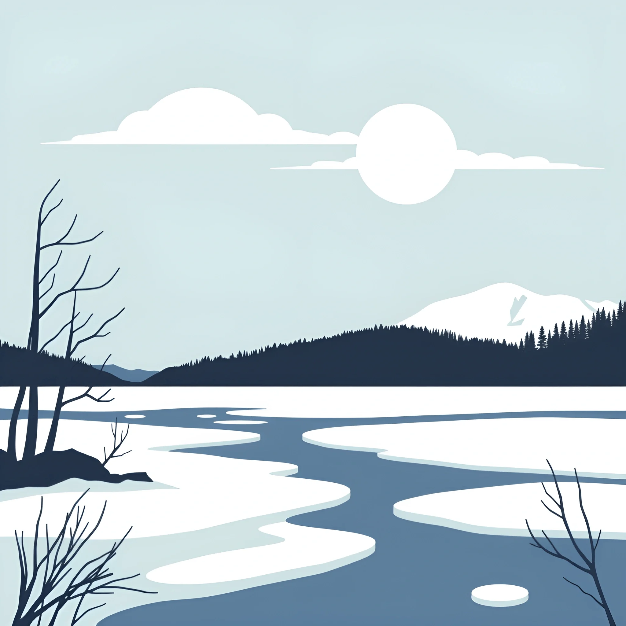 Minimalist Winter Landscape - Free Download - AI Scribbles