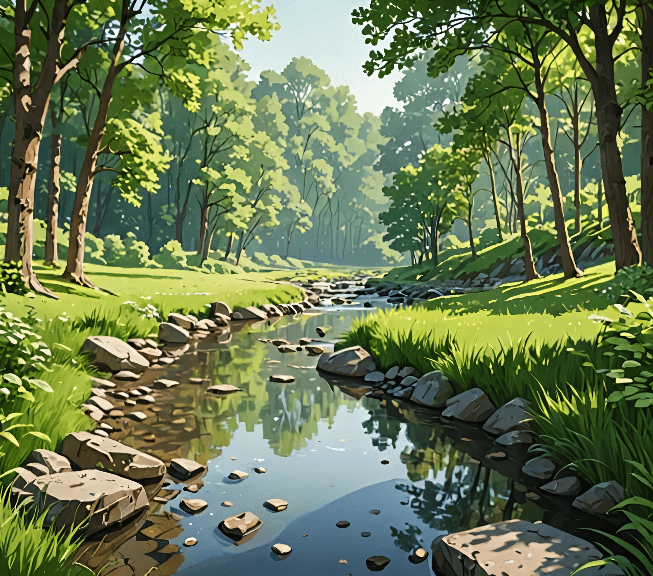 Serene River Through Lush Green Forest - Free Download - AI Scribbles