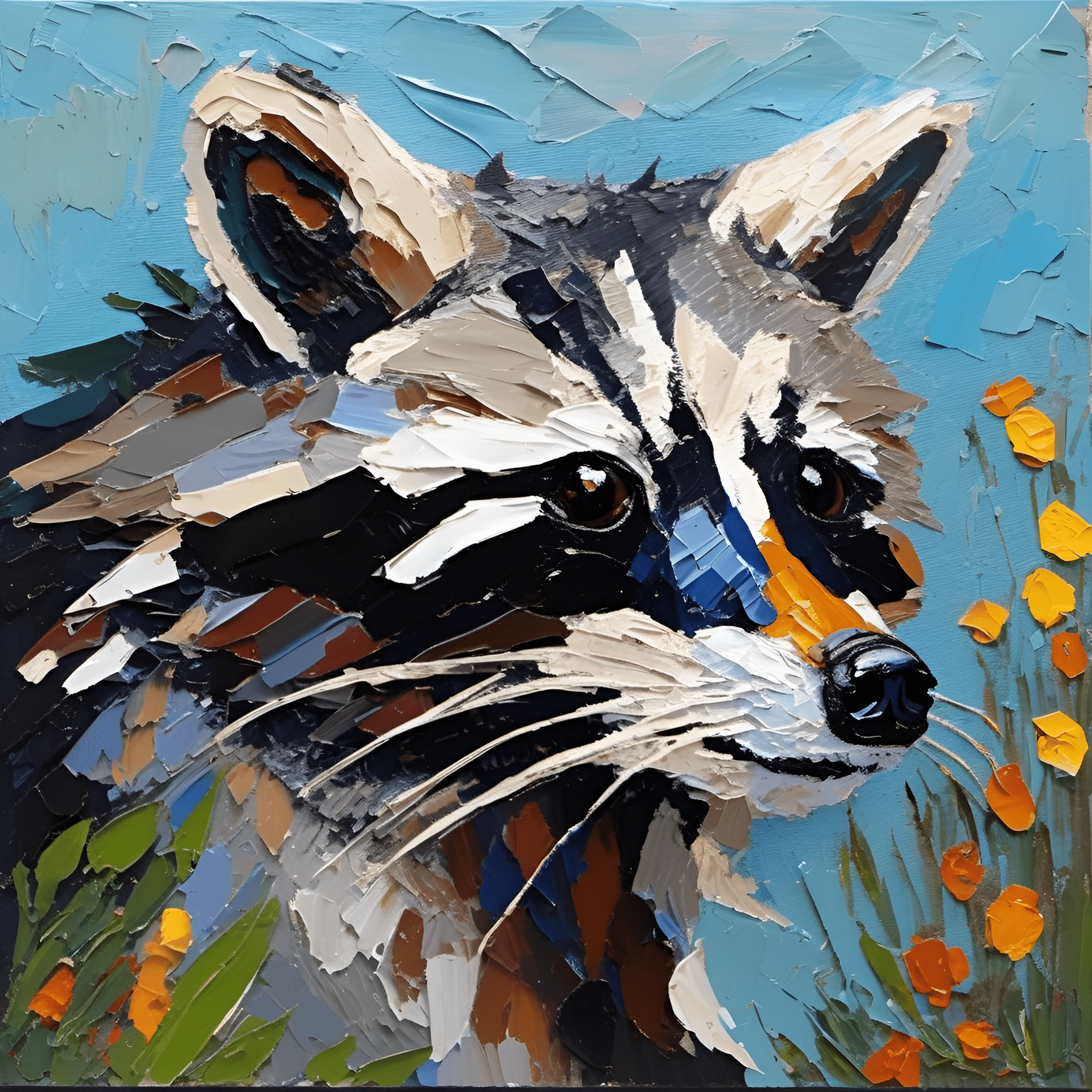 Abstract Racoon Impressionistic Raccoon Portrait - Free Download - AI Scribbles