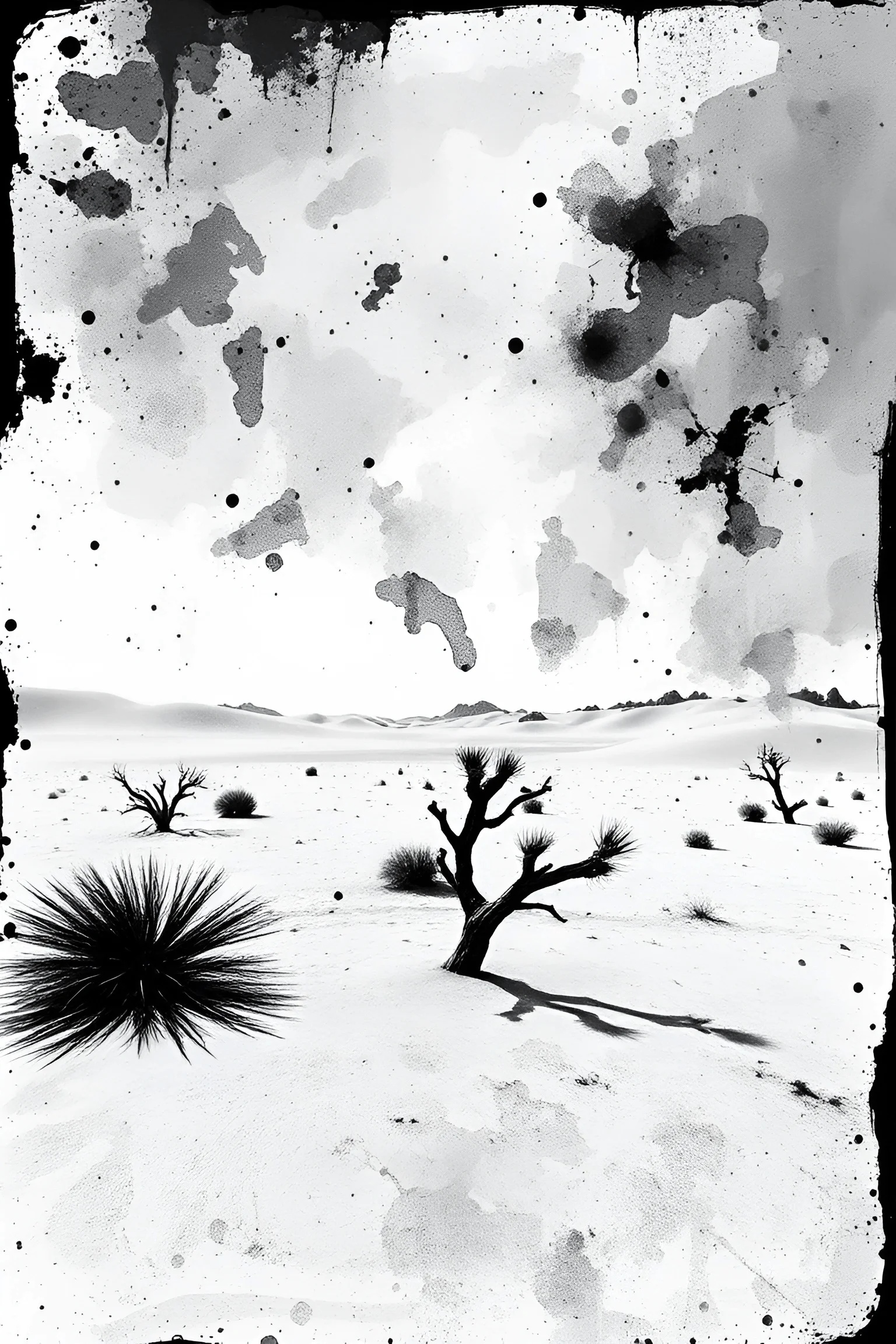 Desolate Desert Landscape in Monochrome - Free Download - AI Scribbles